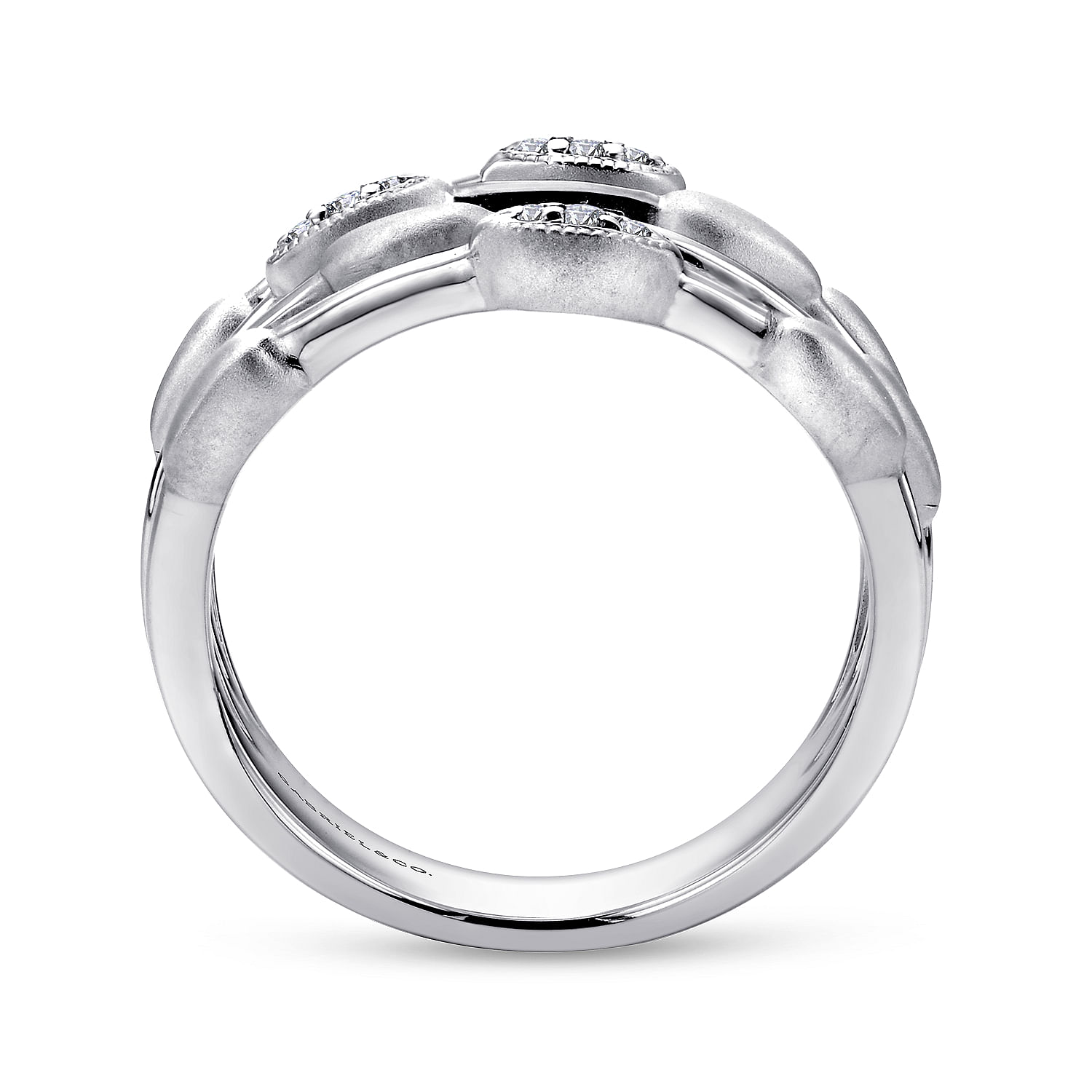 925 Sterling Silver Layered Diamond Station Ring