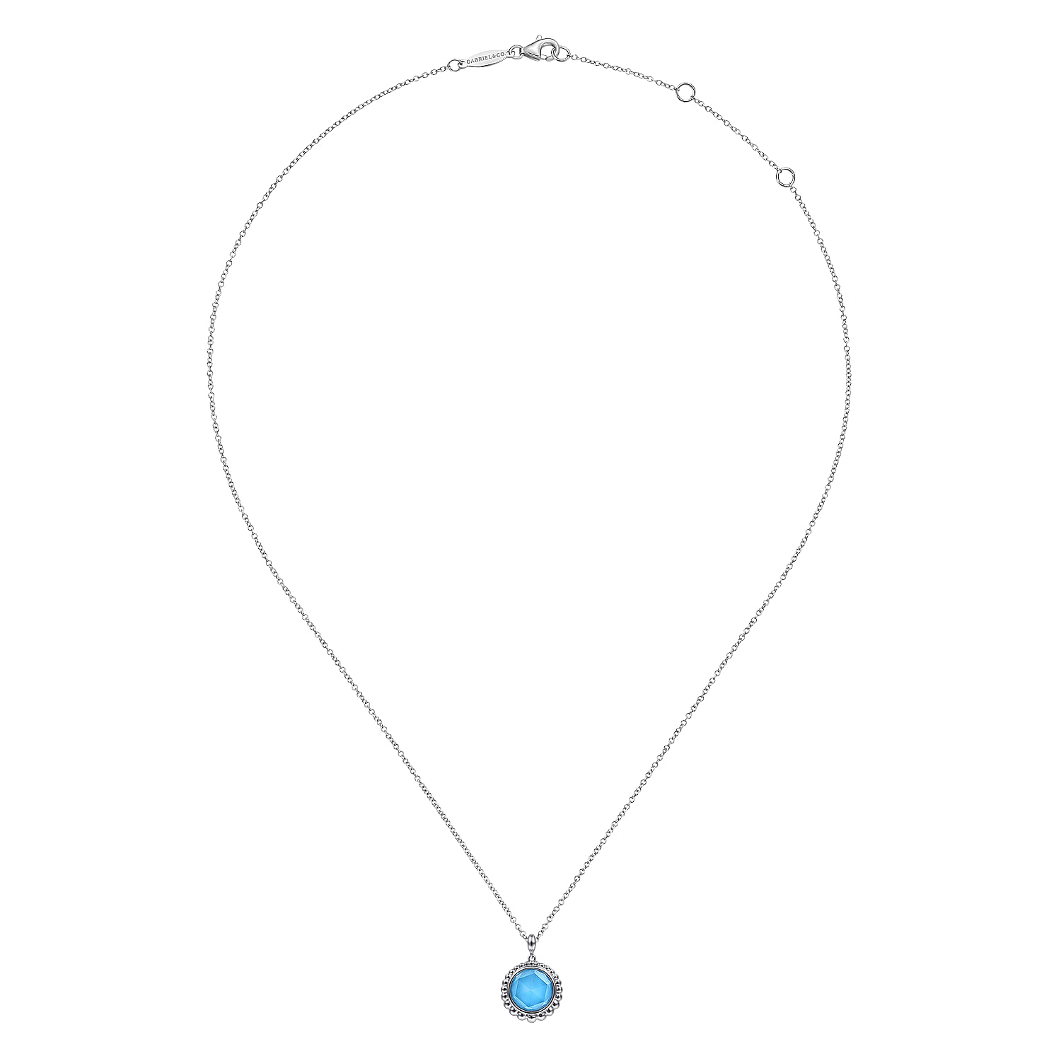 925 Sterling Silver Rock crystal and Turquoise Pendant Necklace