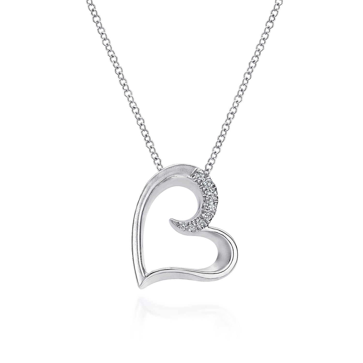 925 Sterling Silver White Sapphire Open Heart Pendant Necklace
