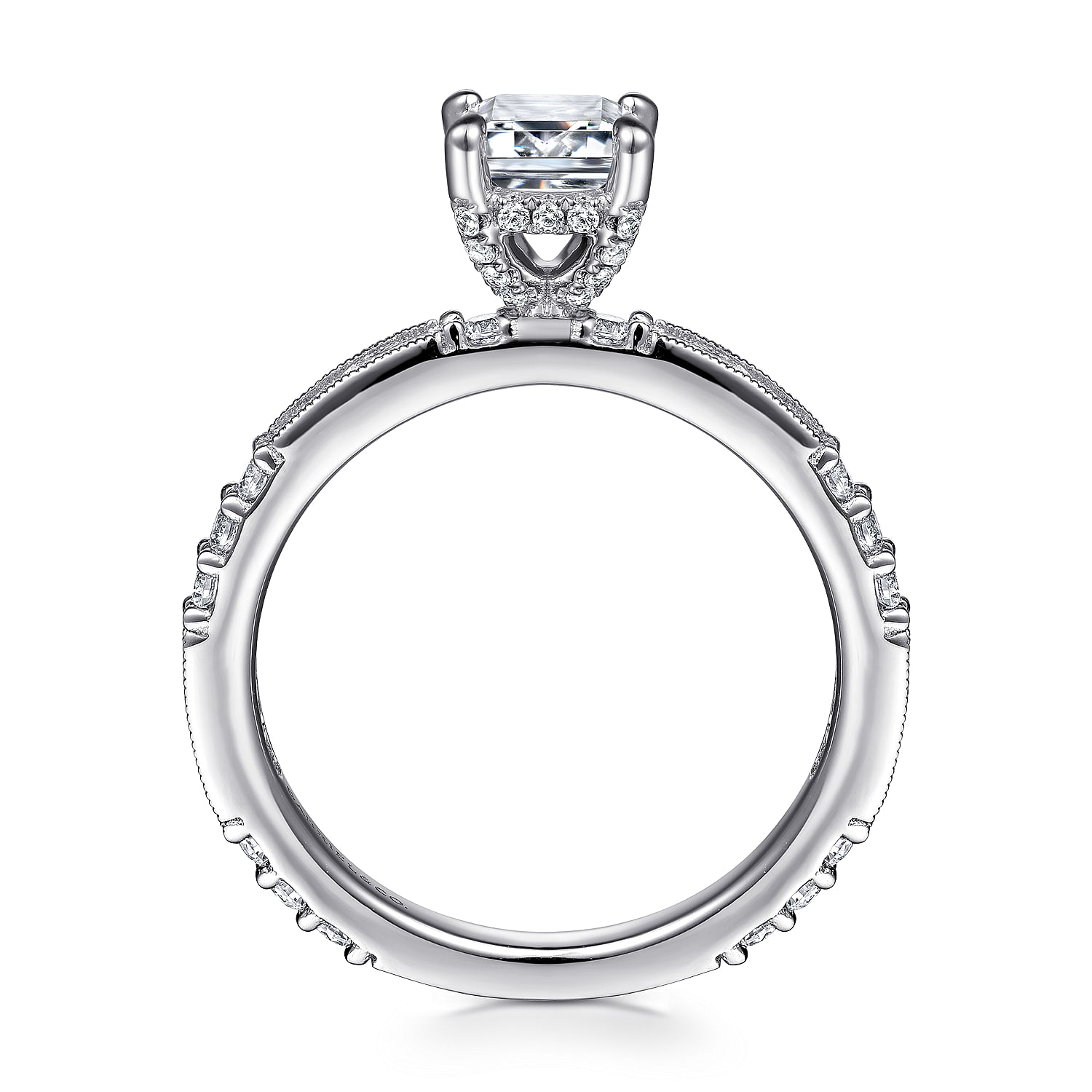 Art Deco 14K White Gold Emrald Cut Diamond Engagement Ring