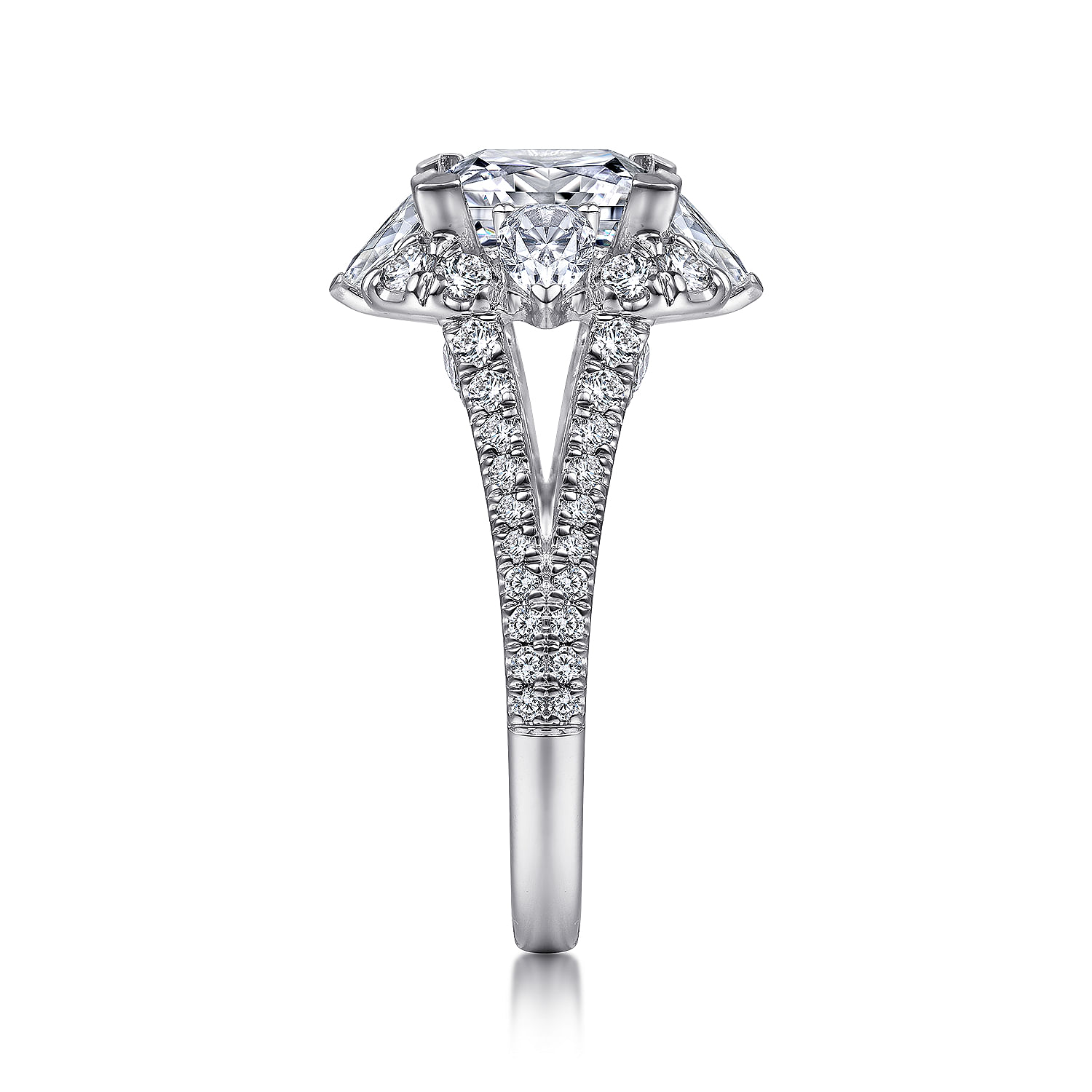 Art Deco 14K White Gold Fancy Halo Princess Cut Diamond Engagement Ring