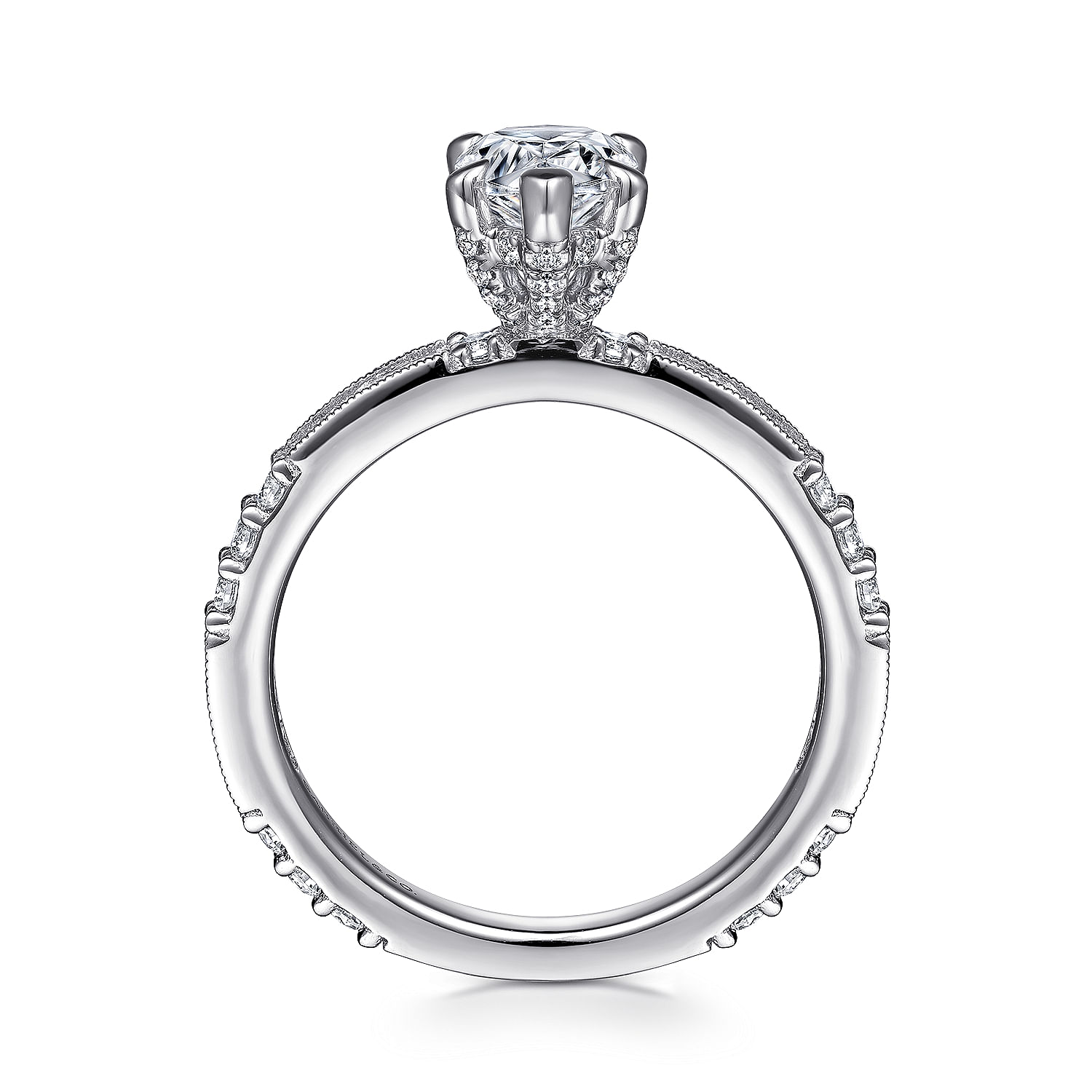 Art Deco 14K White Gold Pear Shape Diamond Engagement Ring