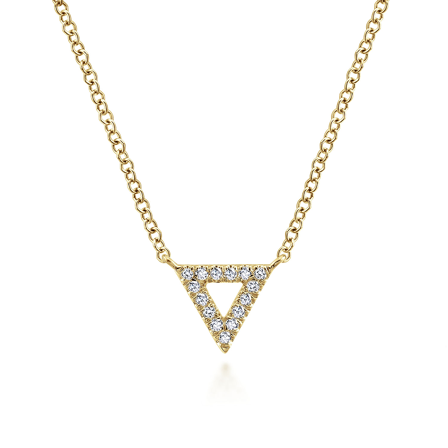 Open 14K Yellow Gold Diamond Pavé Triangle Pendant Necklace