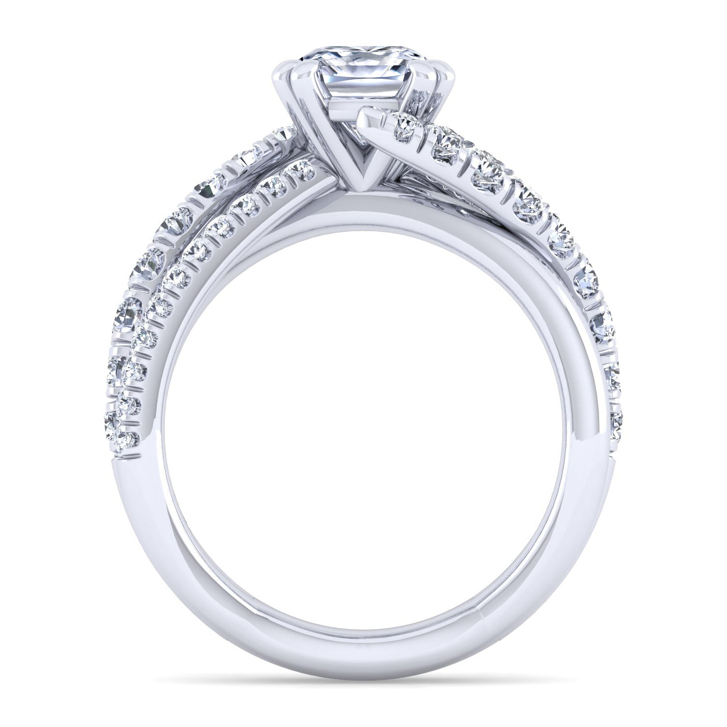Platinum Cushion Cut Bypass Diamond Engagement Ring