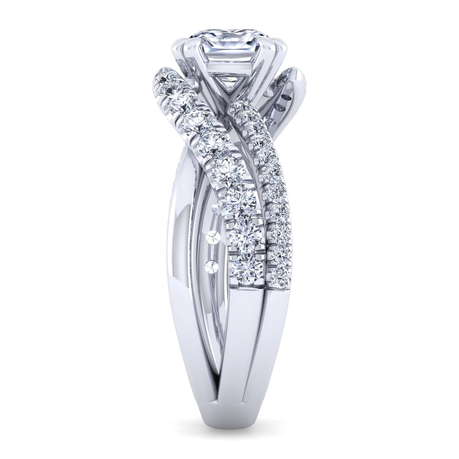Platinum Cushion Cut Bypass Diamond Engagement Ring
