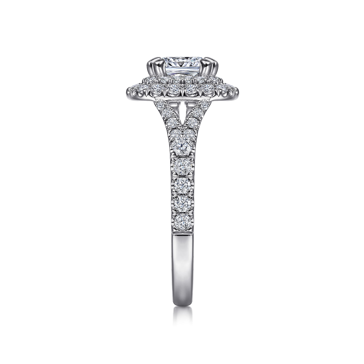 Platinum Cushion Double Halo Diamond Engagement Ring