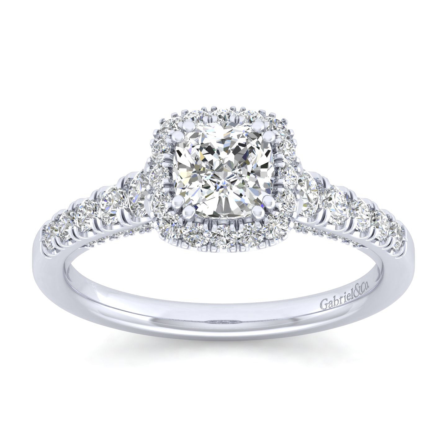 Platinum Cushion Halo Diamond Engagement Ring