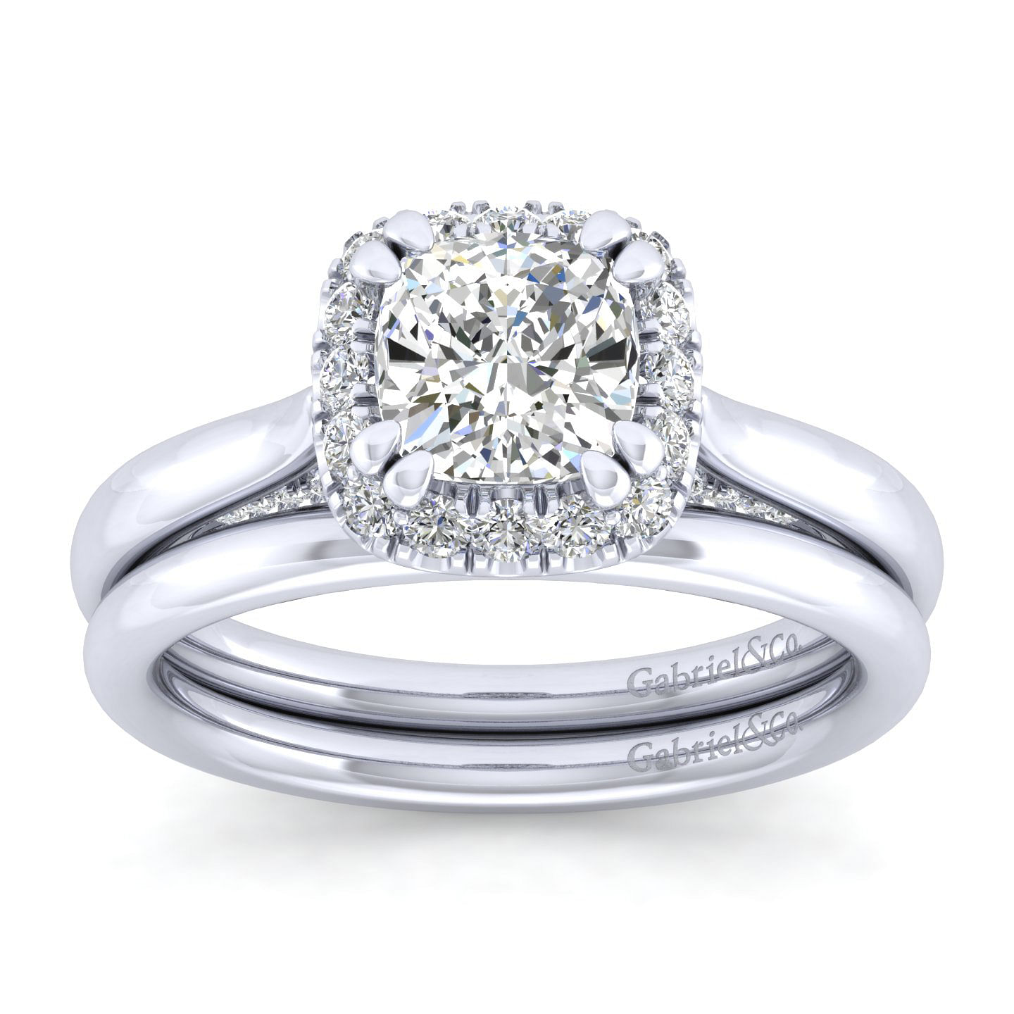 Platinum Cushion Halo Diamond Engagement Ring