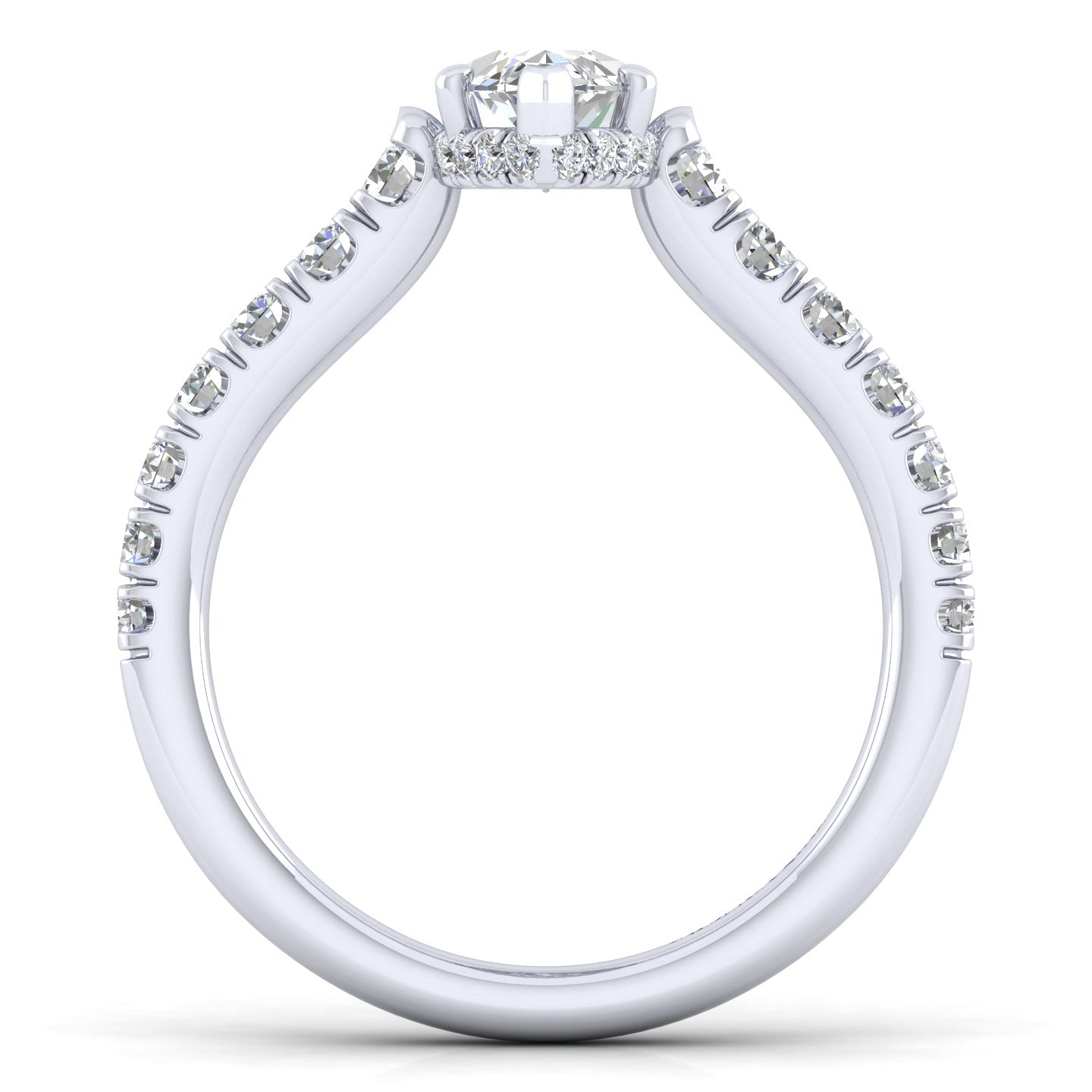Platinum Hidden Halo Marquise Shape Diamond Engagement Ring