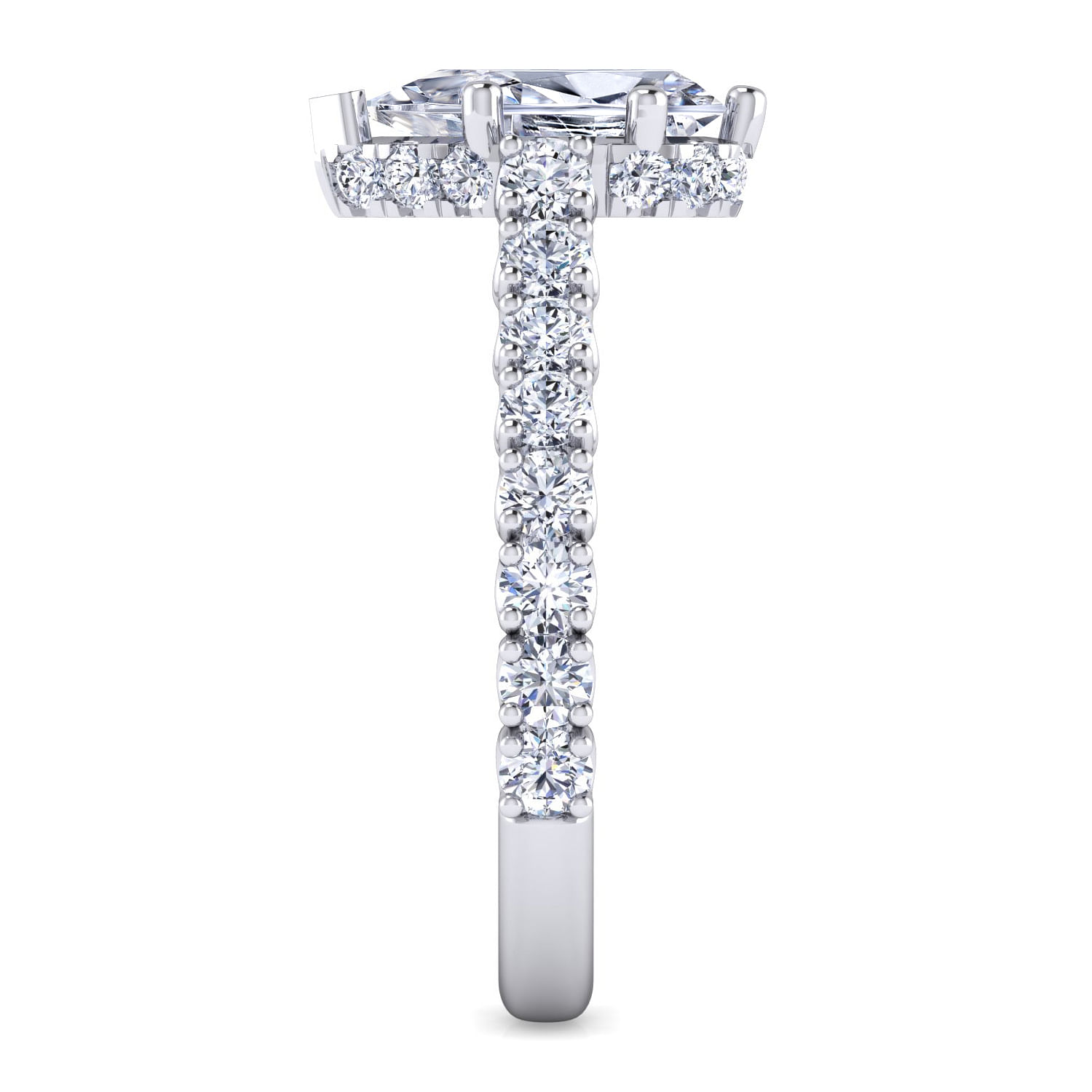 Platinum Hidden Halo Pear Shape Diamond Engagement Ring
