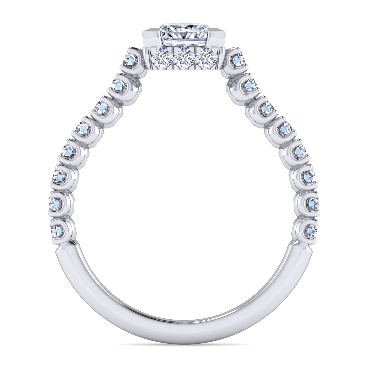 Platinum Hidden Halo Princess Cut Diamond Engagement Ring