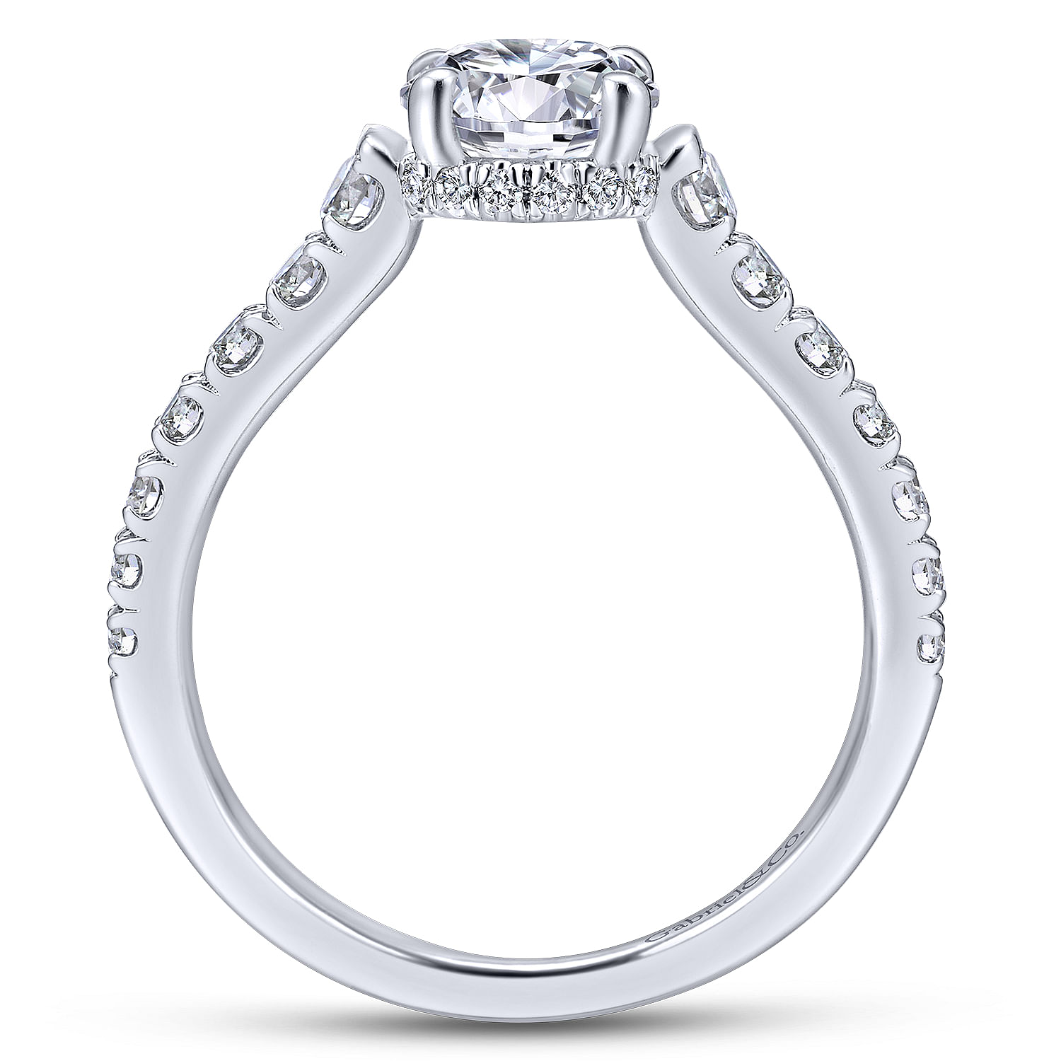 Platinum Hidden Halo Round Diamond Engagement Ring