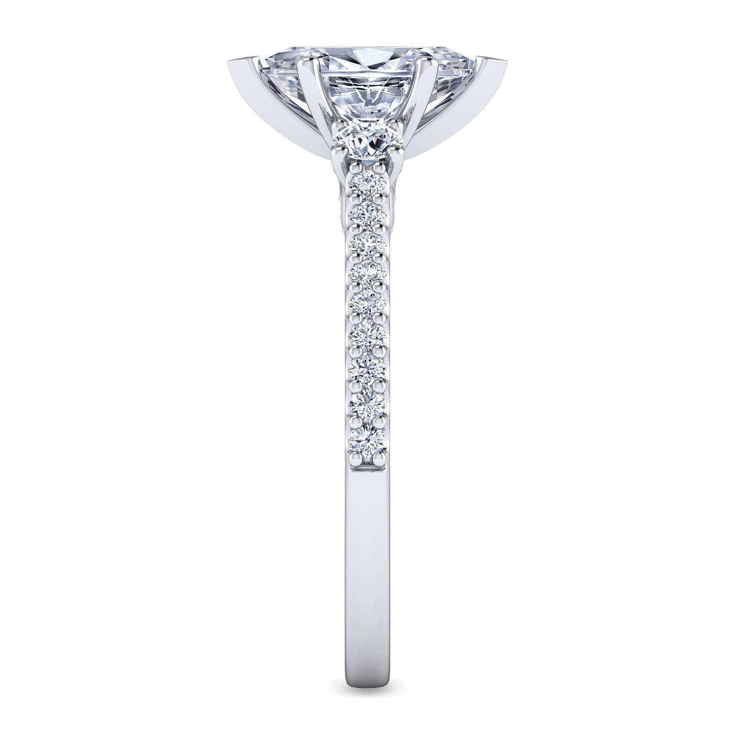 Platinum Marquise Shape Three Stone Diamond Engagement Ring