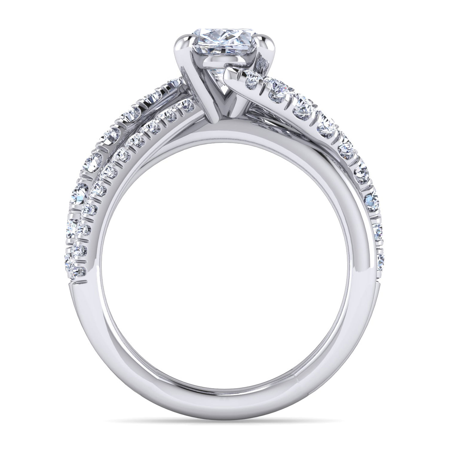 Platinum Oval Free Form Diamond Engagement Ring