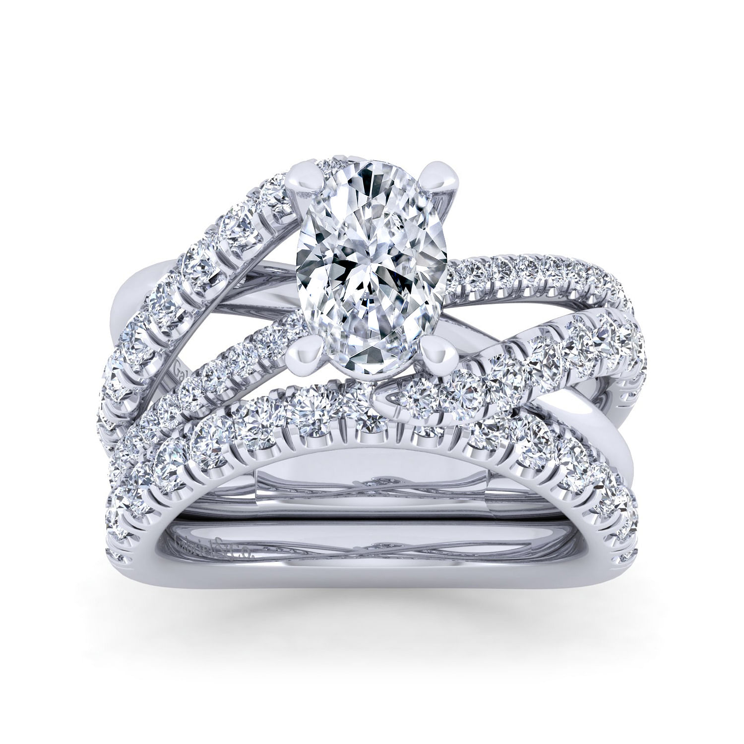 Platinum Oval Free Form Diamond Engagement Ring