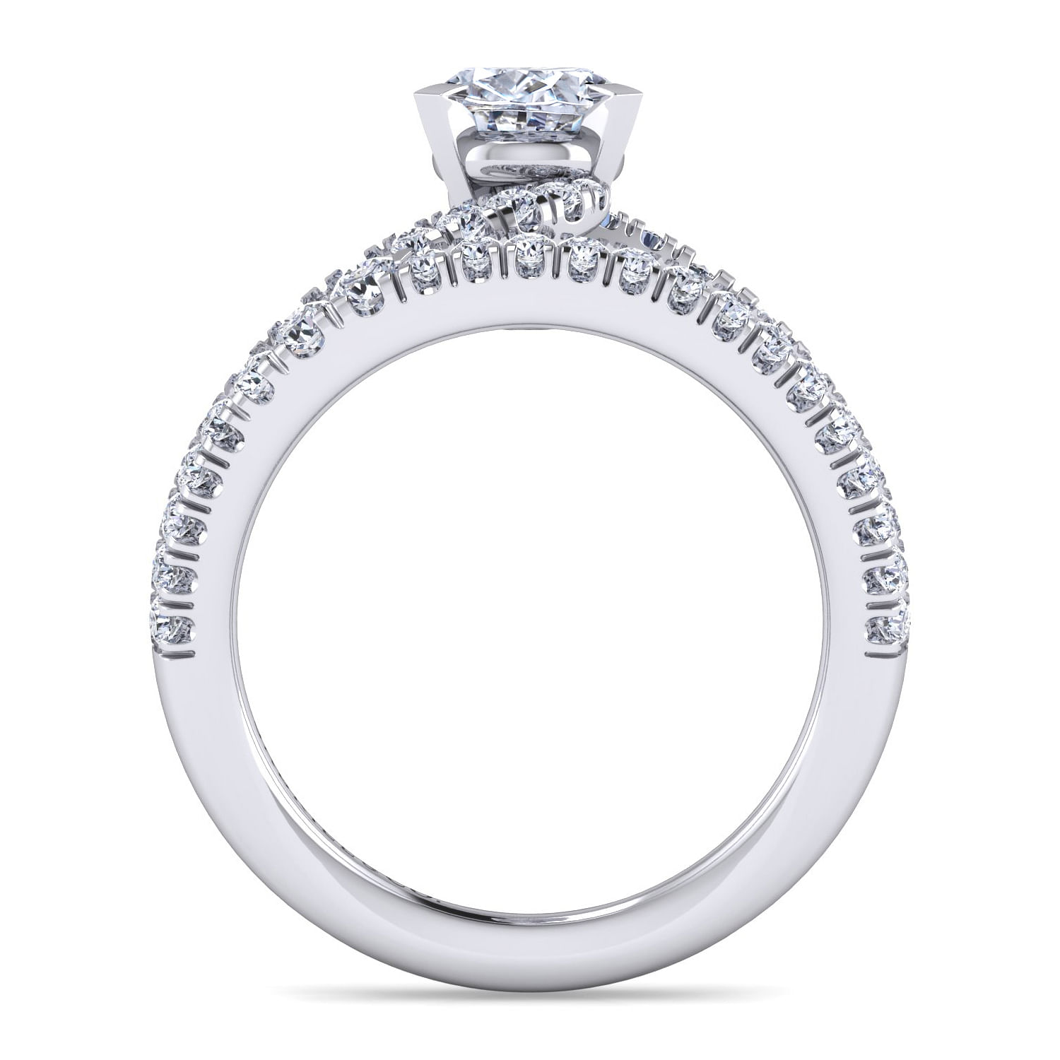 Platinum Oval Split Shank Diamond Engagement Ring