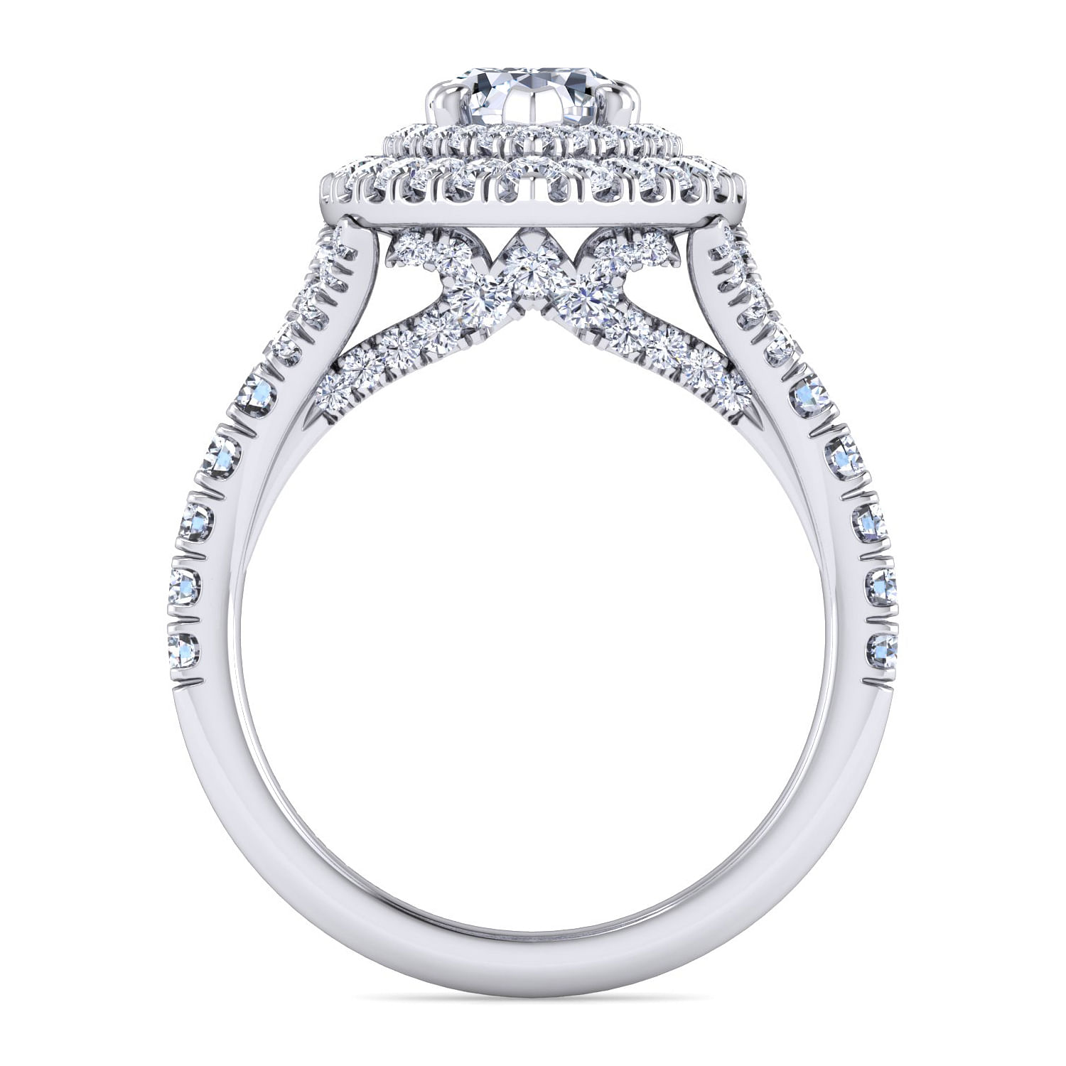 Platinum Pear Shape Double Halo Diamond Engagement Ring
