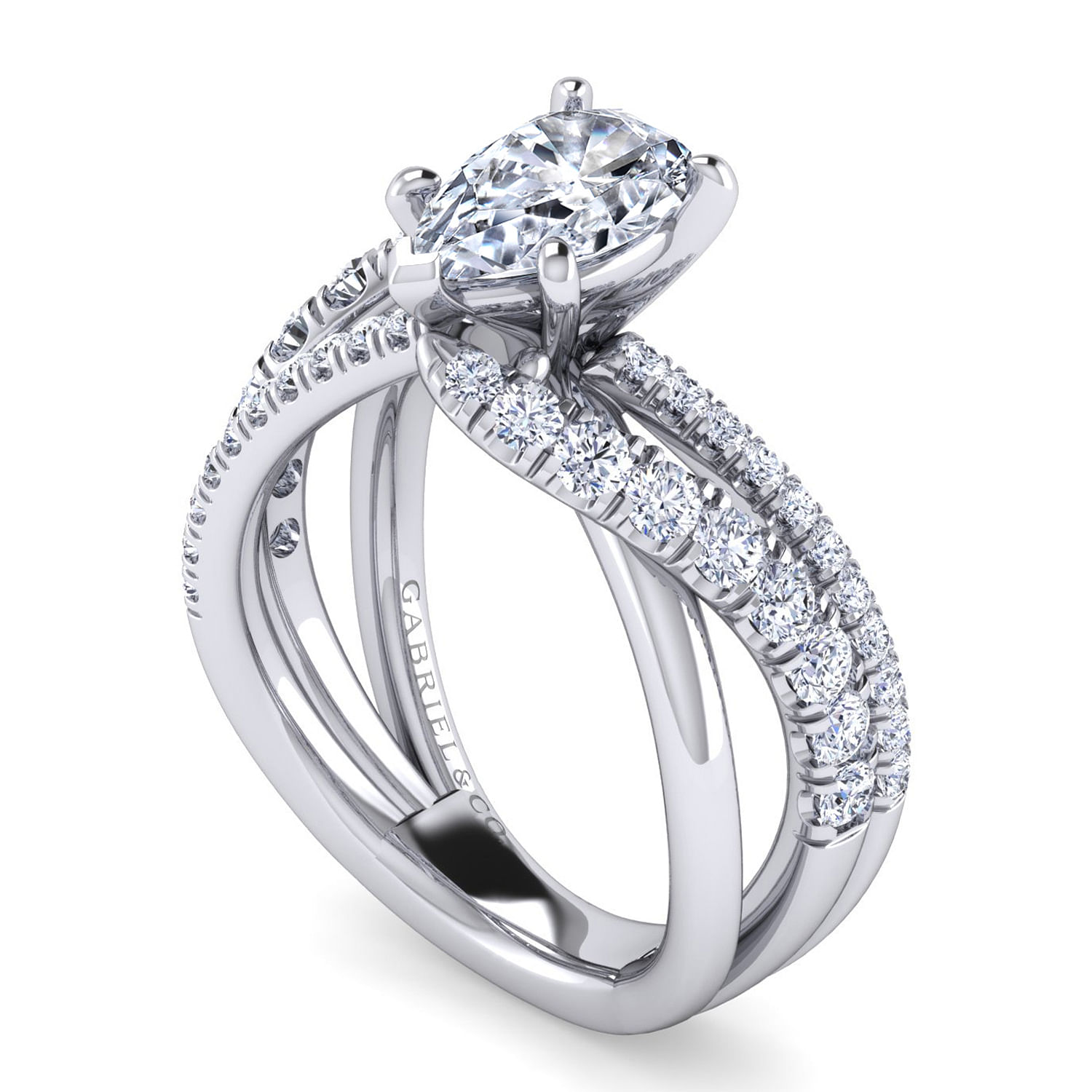 Platinum Pear Shape Free Form Diamond Engagement Ring