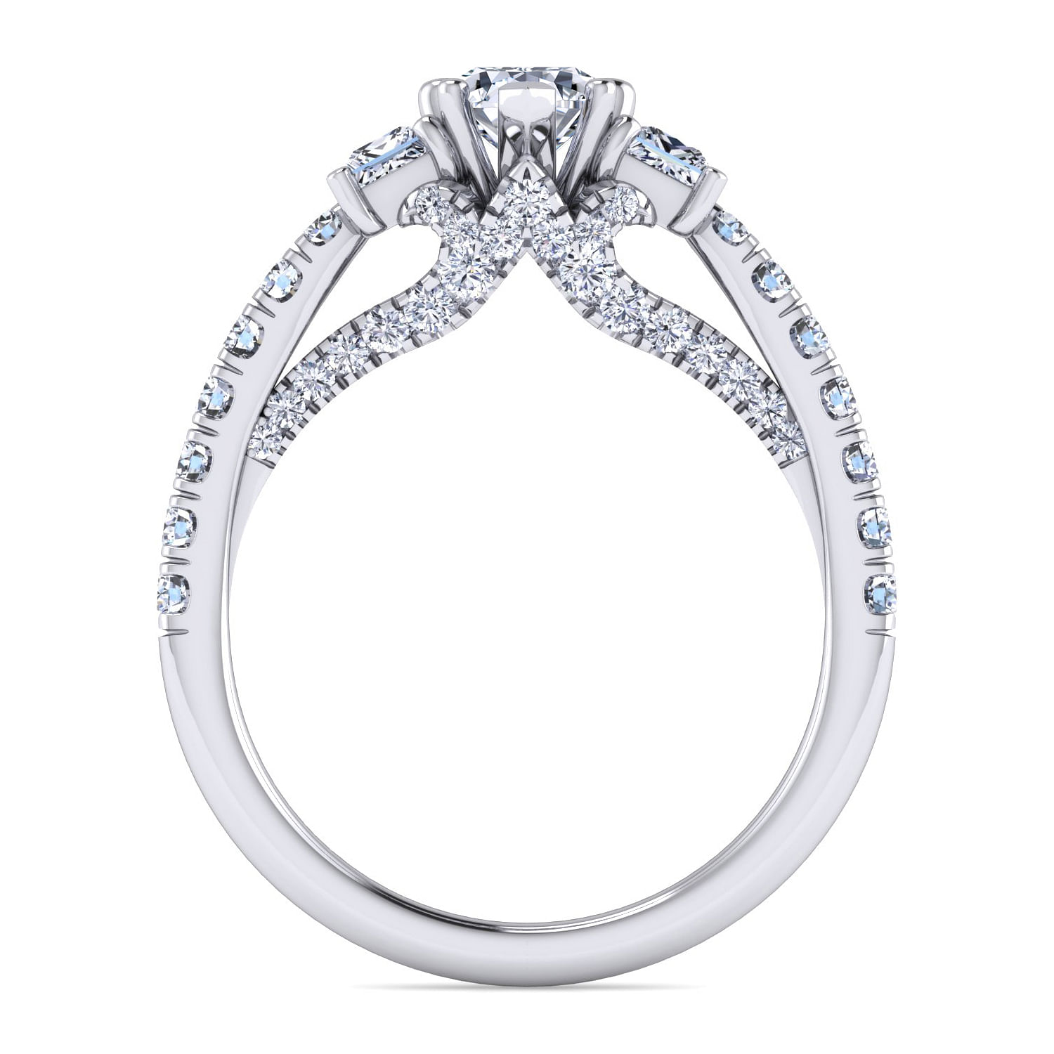 Platinum Pear Shape Three Stone Diamond Engagement Ring