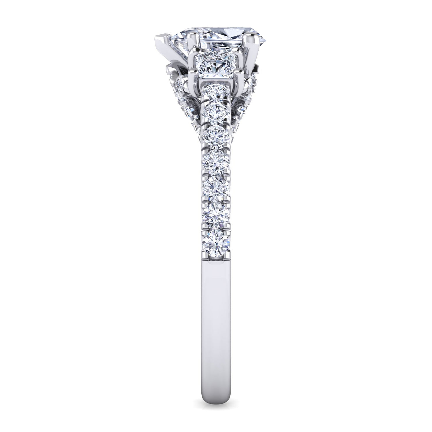 Platinum Pear Shape Three Stone Diamond Engagement Ring