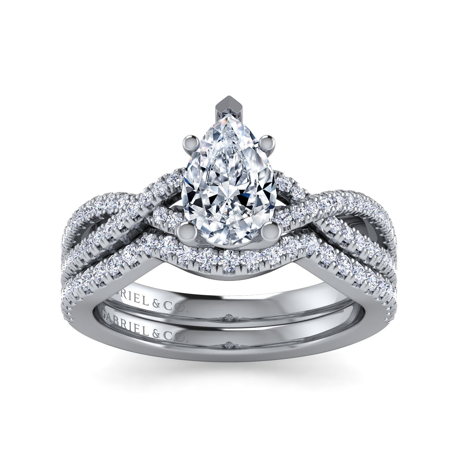 Platinum Pear Shape Twisted Diamond Engagement Ring