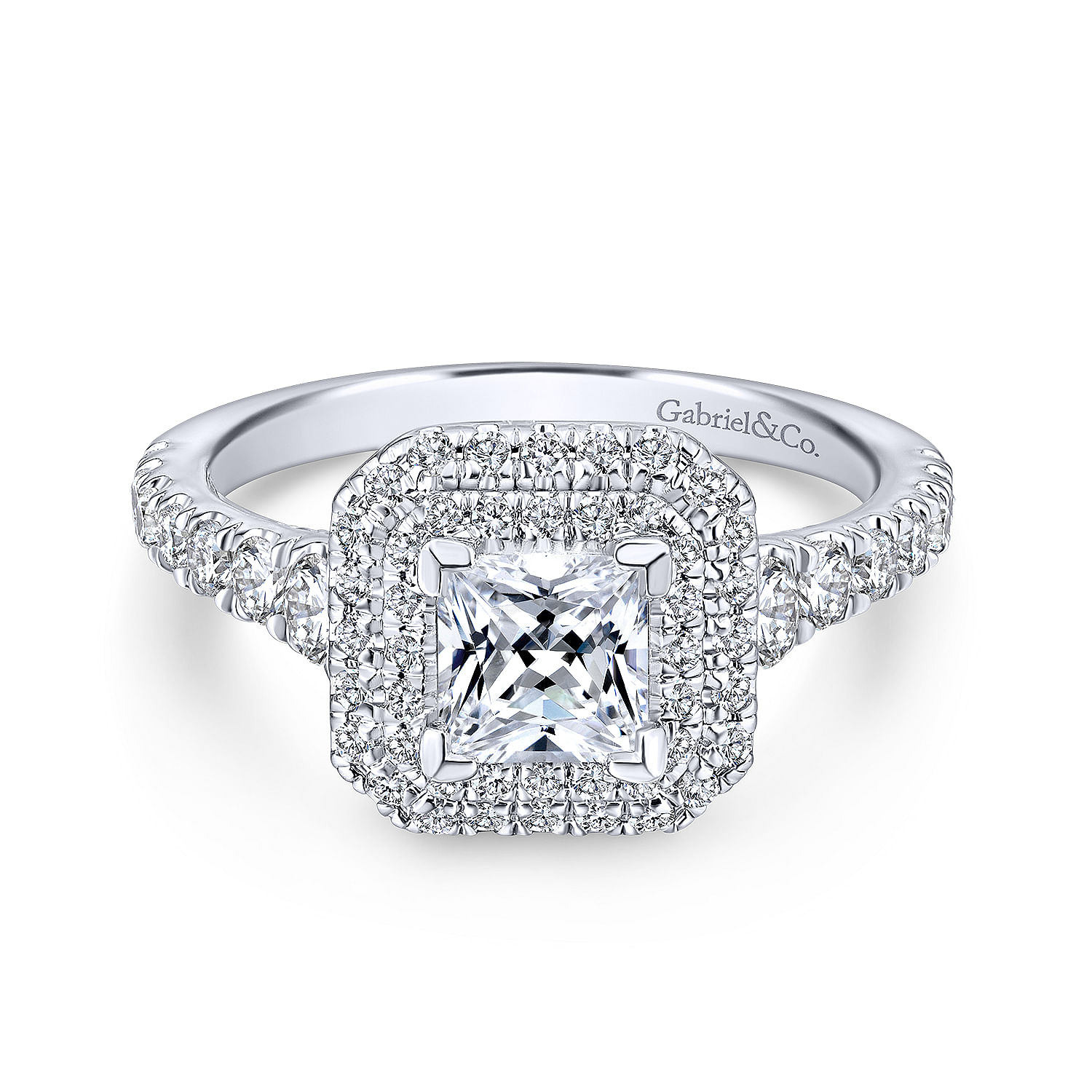 Platinum Princess Double Halo Diamond Engagement Ring