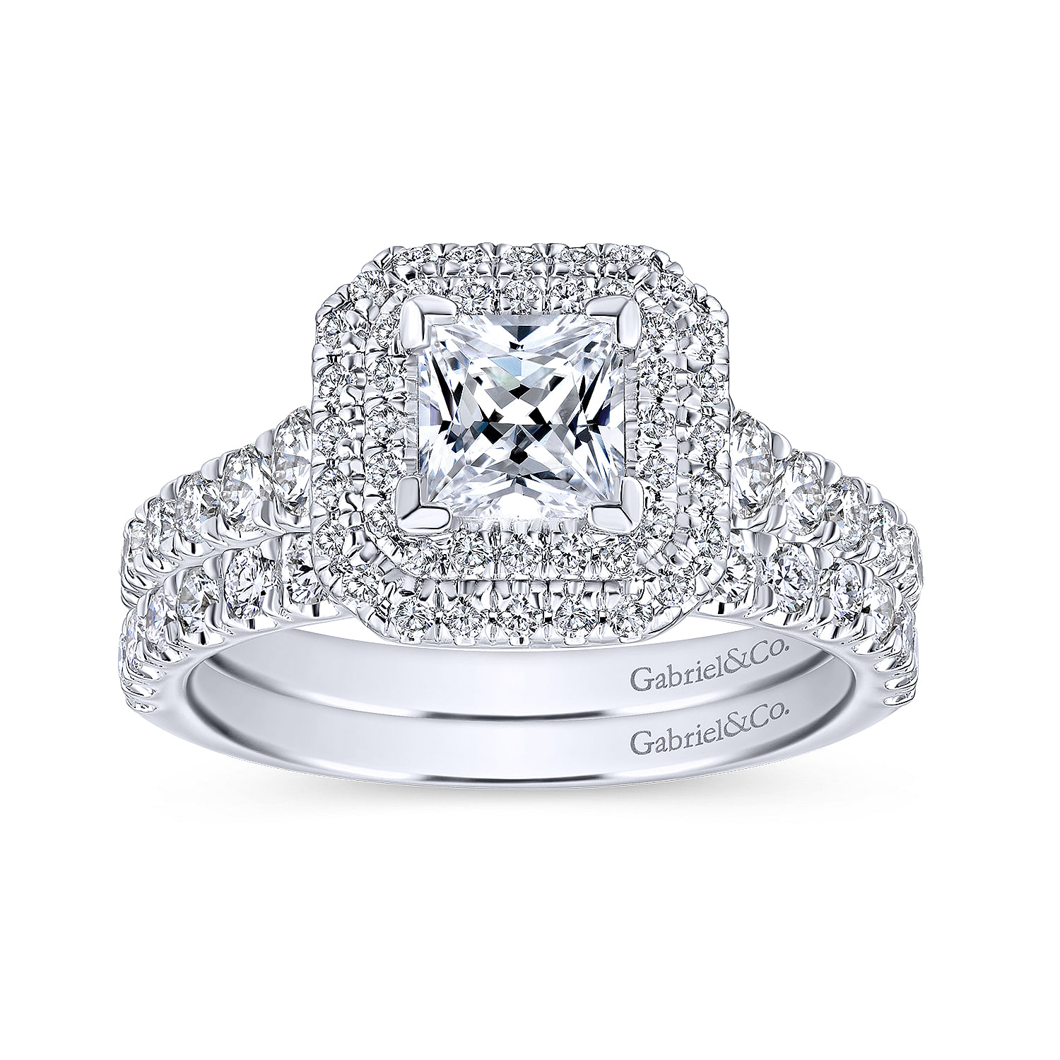 Platinum Princess Double Halo Diamond Engagement Ring