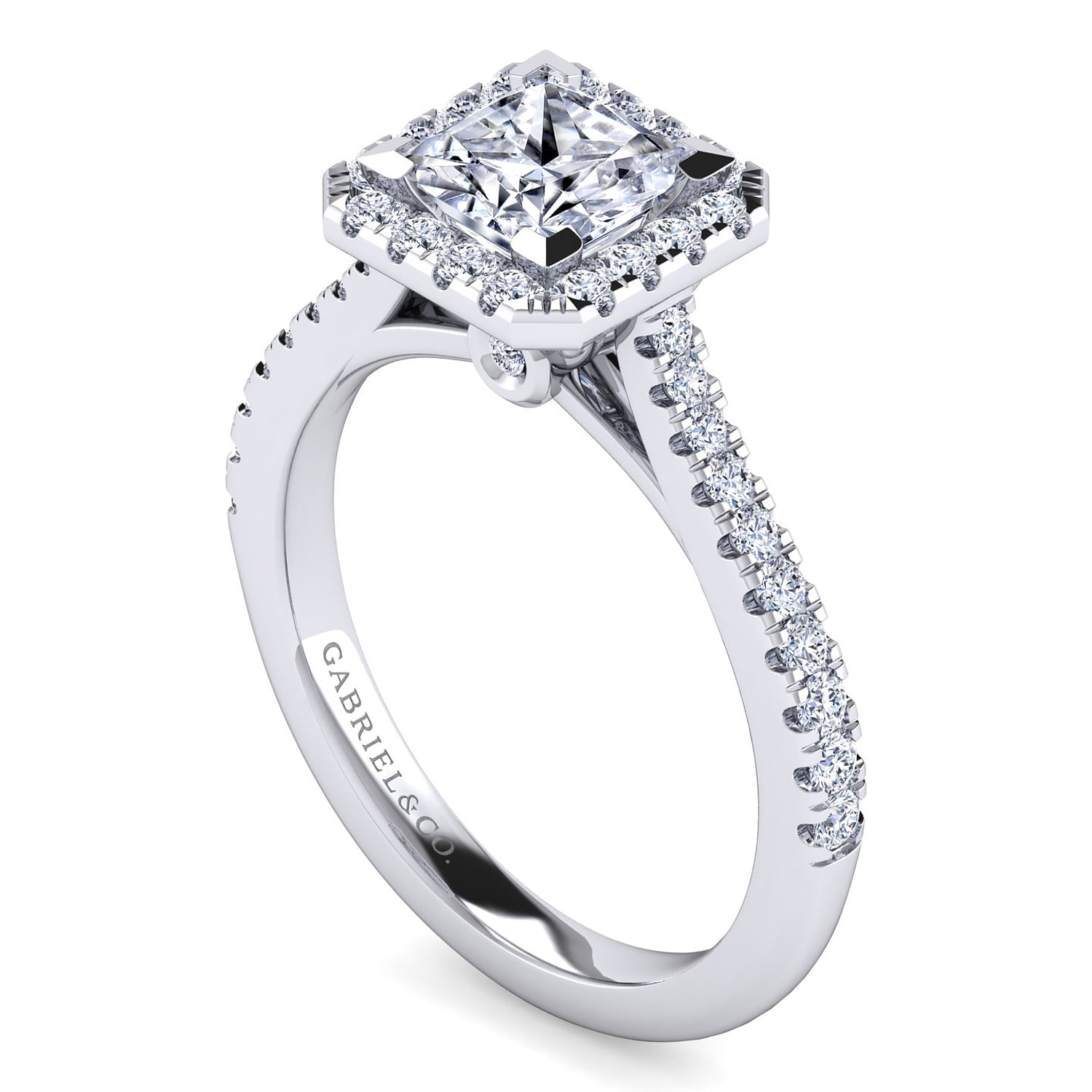 Platinum Princess Halo Diamond Engagement Ring