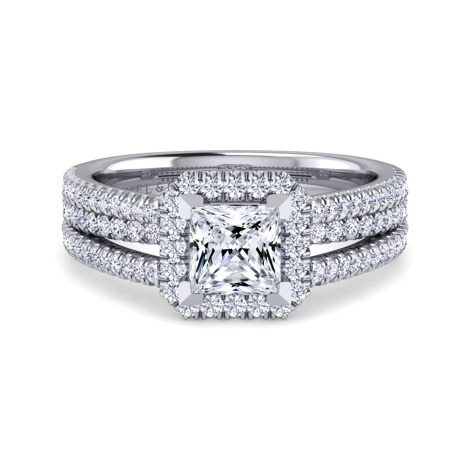 Platinum Princess Halo Diamond Engagement Ring