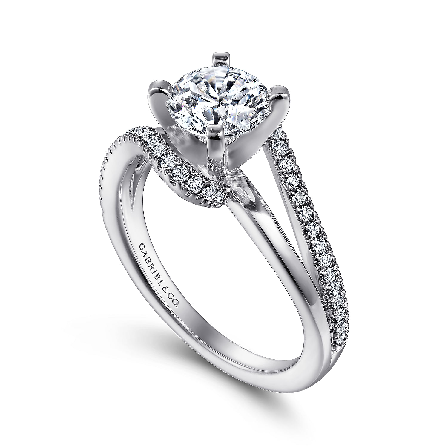 Platinum Round Bypass Diamond Engagement Ring