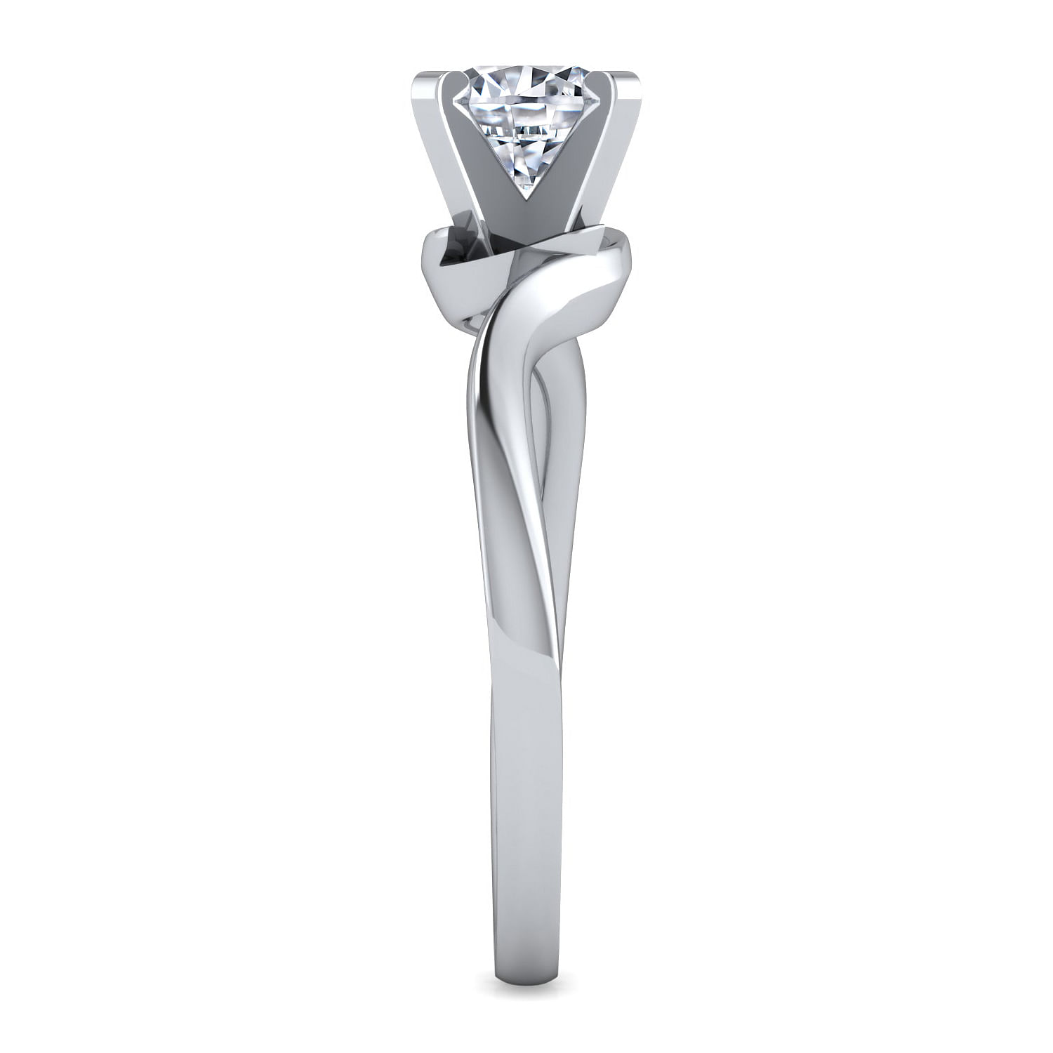 Platinum Round Diamond Bypass Engagement Ring