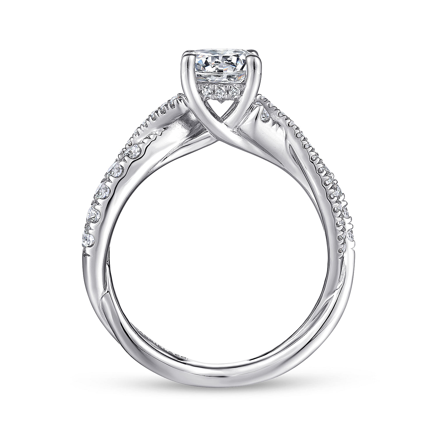 Platinum Round Diamond Twisted Engagement Ring