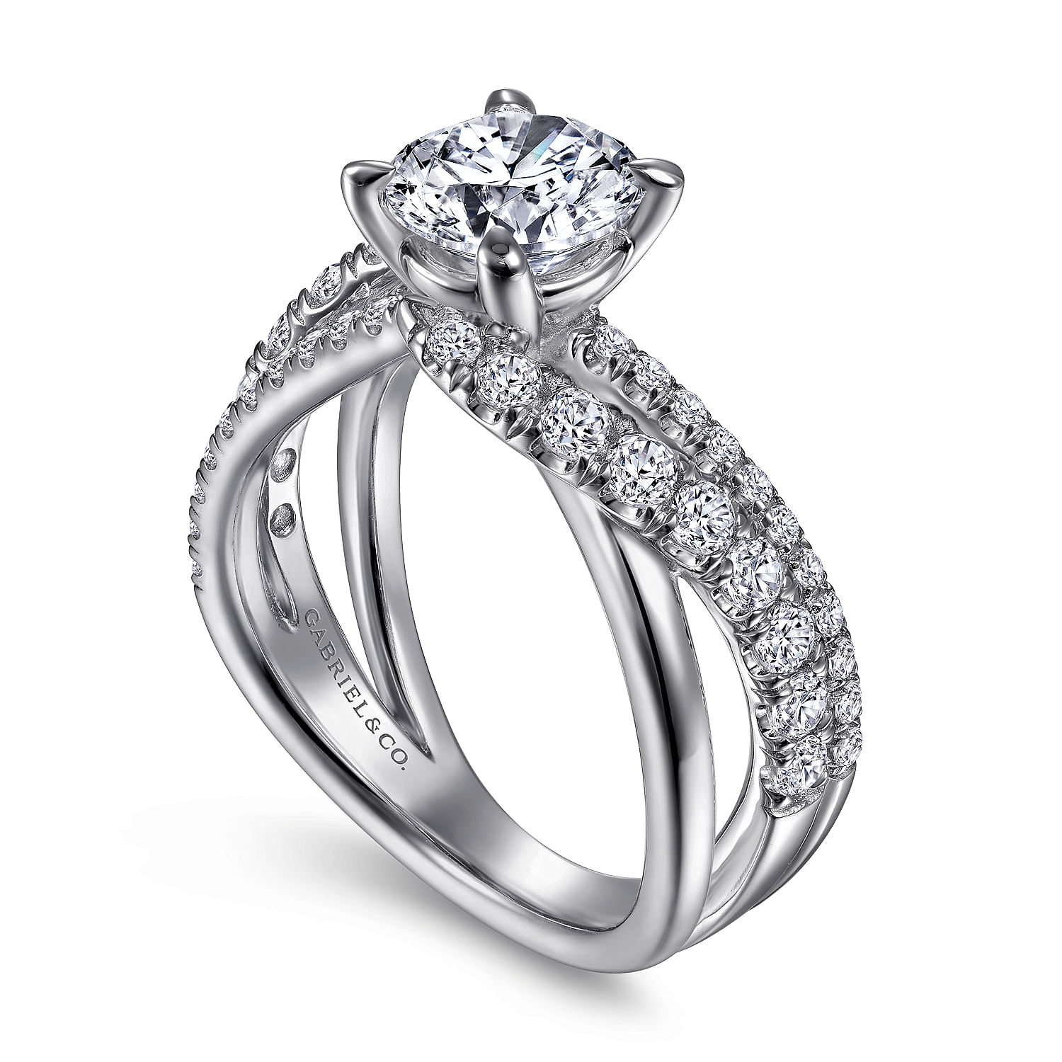 Platinum Round Free Form Diamond Engagement Ring