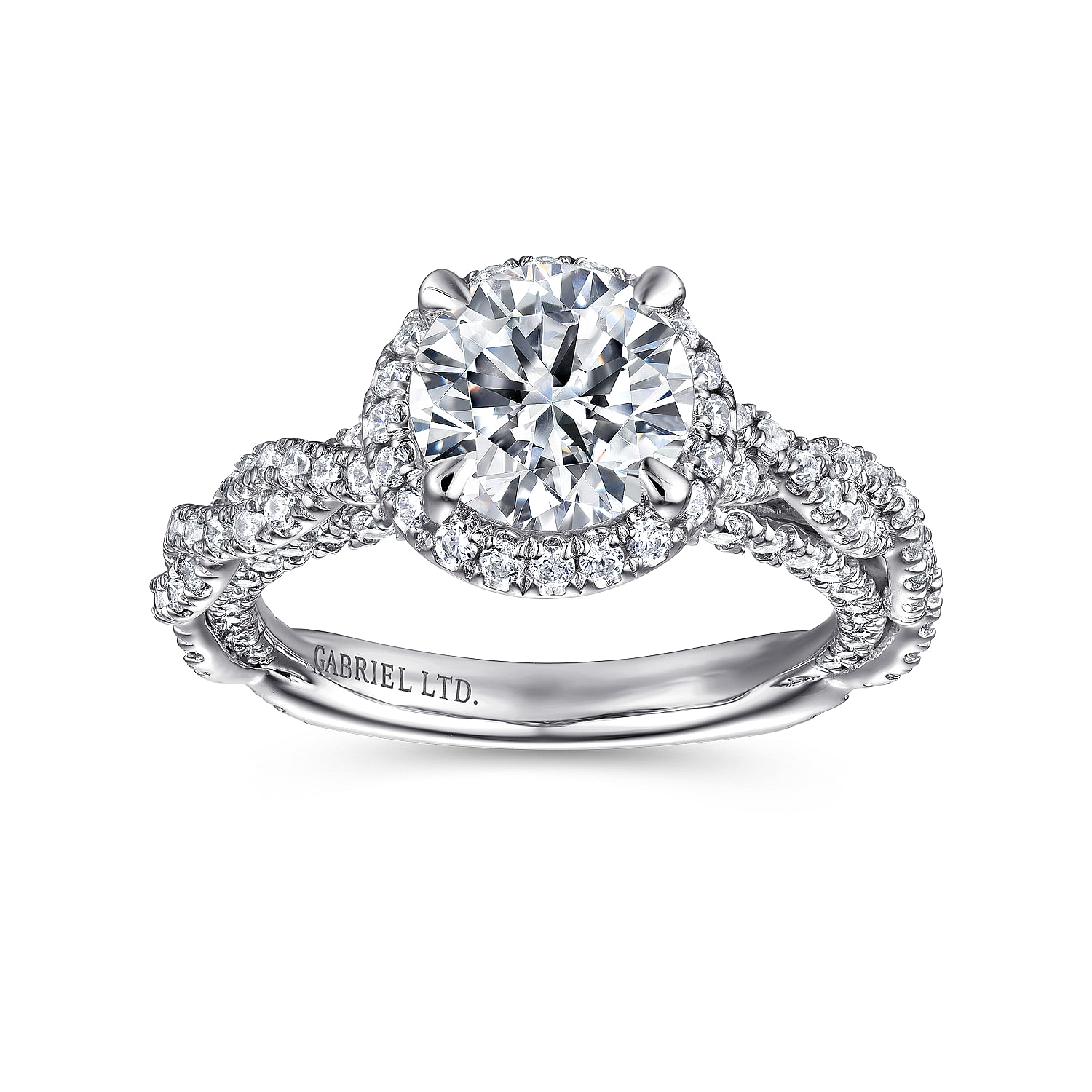 Platinum Round Halo Diamond Engagement Ring