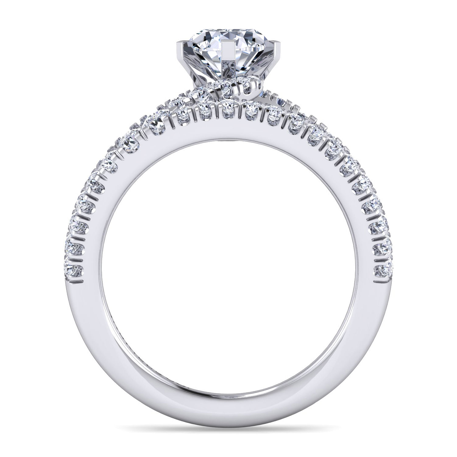 Platinum Round Split Shank Diamond Engagement Ring