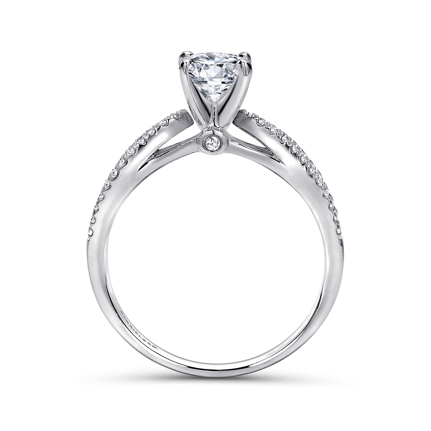 Platinum Round Split Shank Diamond Engagement Ring