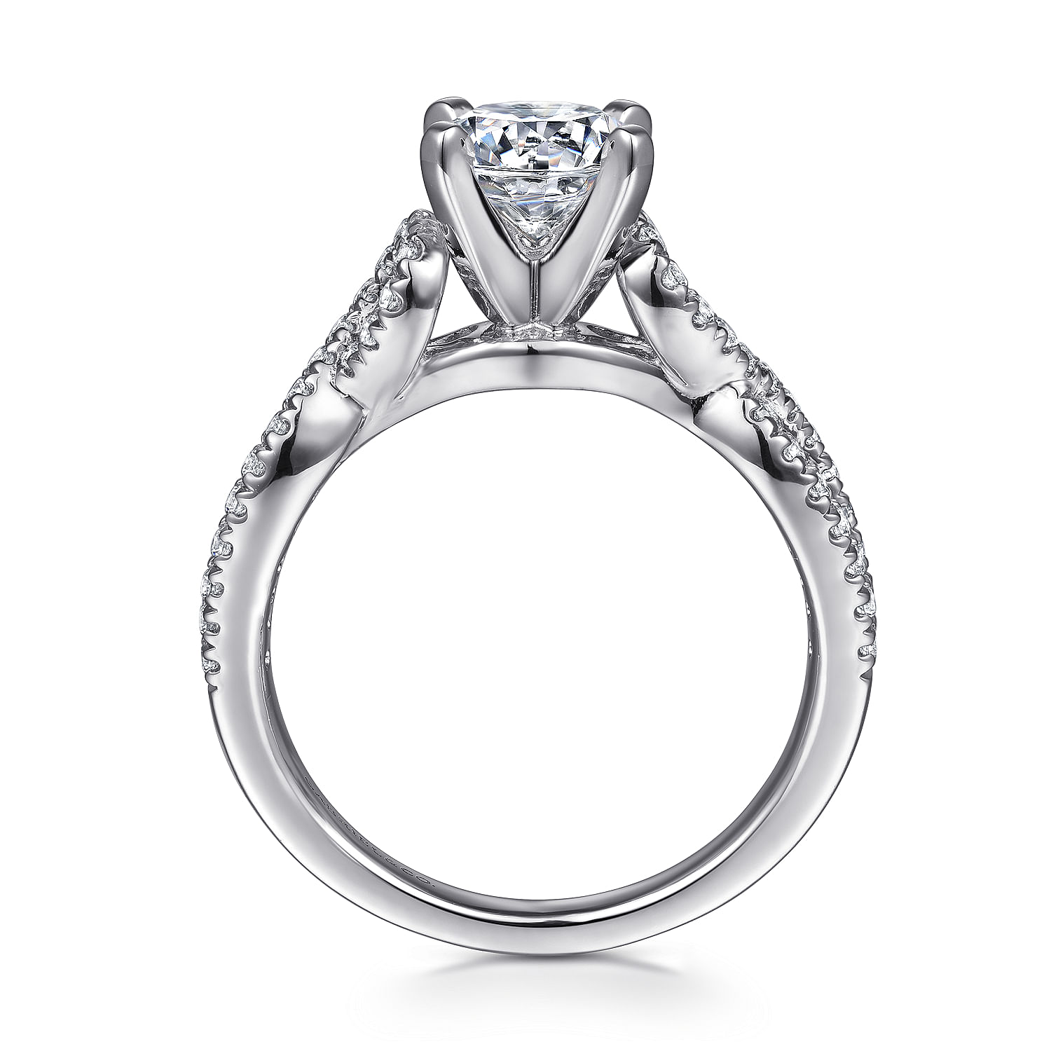 Platinum Round Twisted Diamond Engagement Ring
