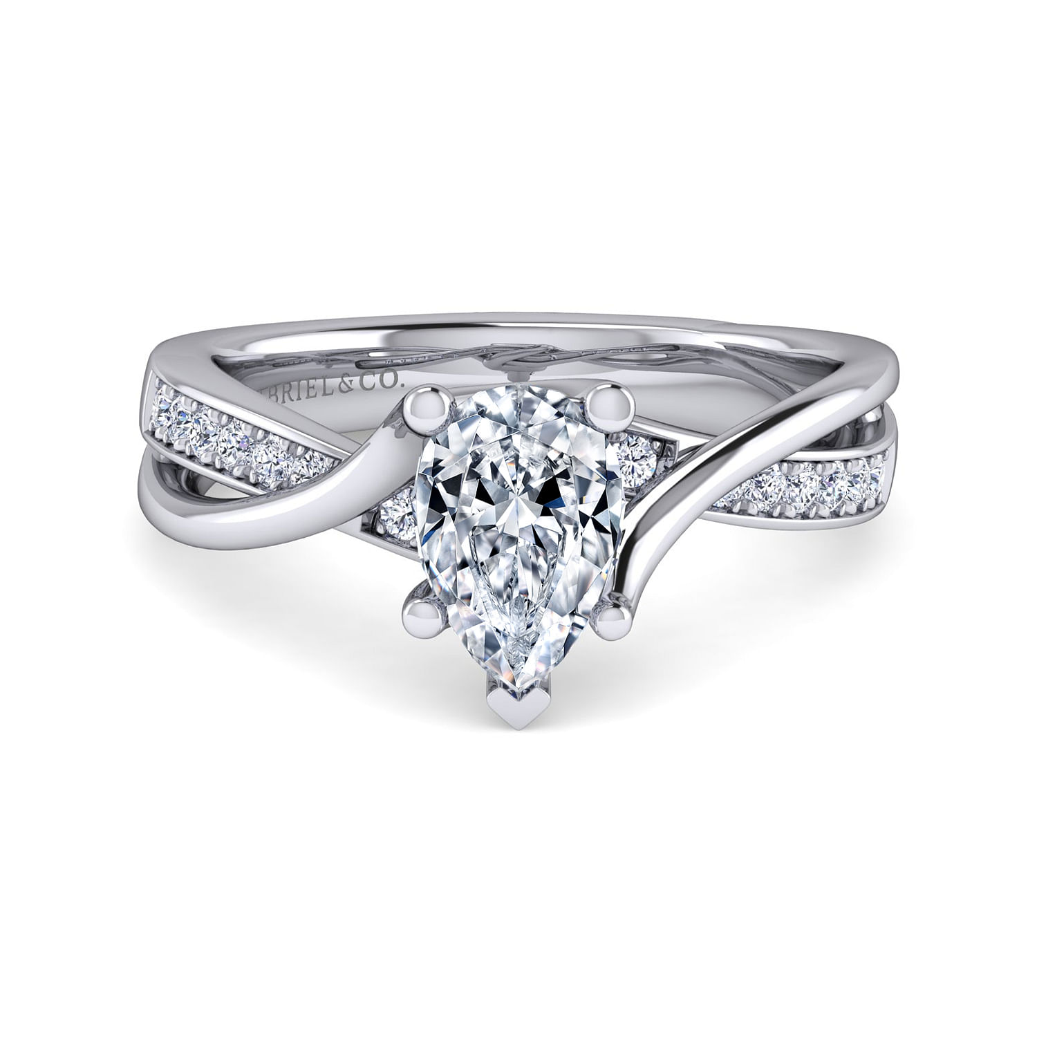 Platinum Twisted Pear Shape Diamond Engagement Ring