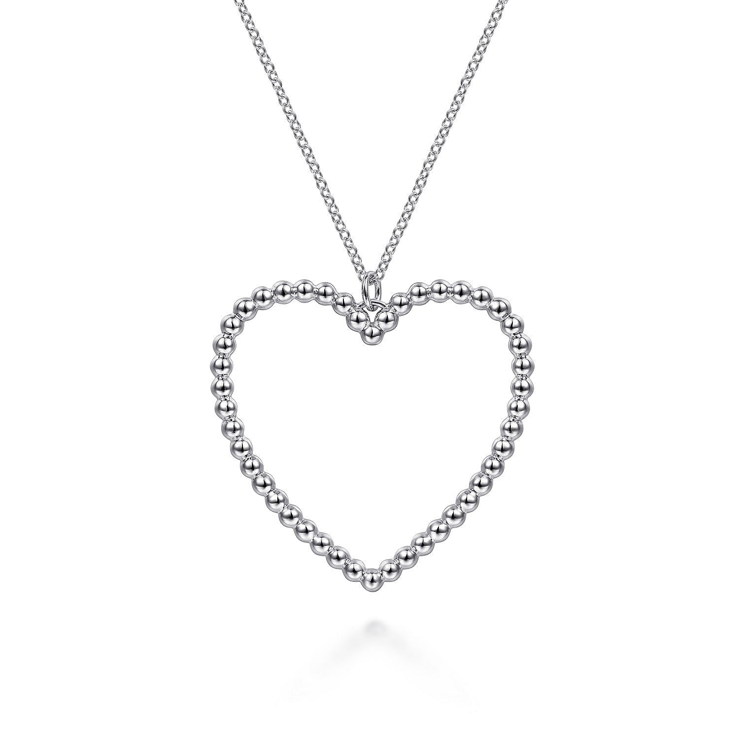 Sterling Silver Beaded Heart Necklace