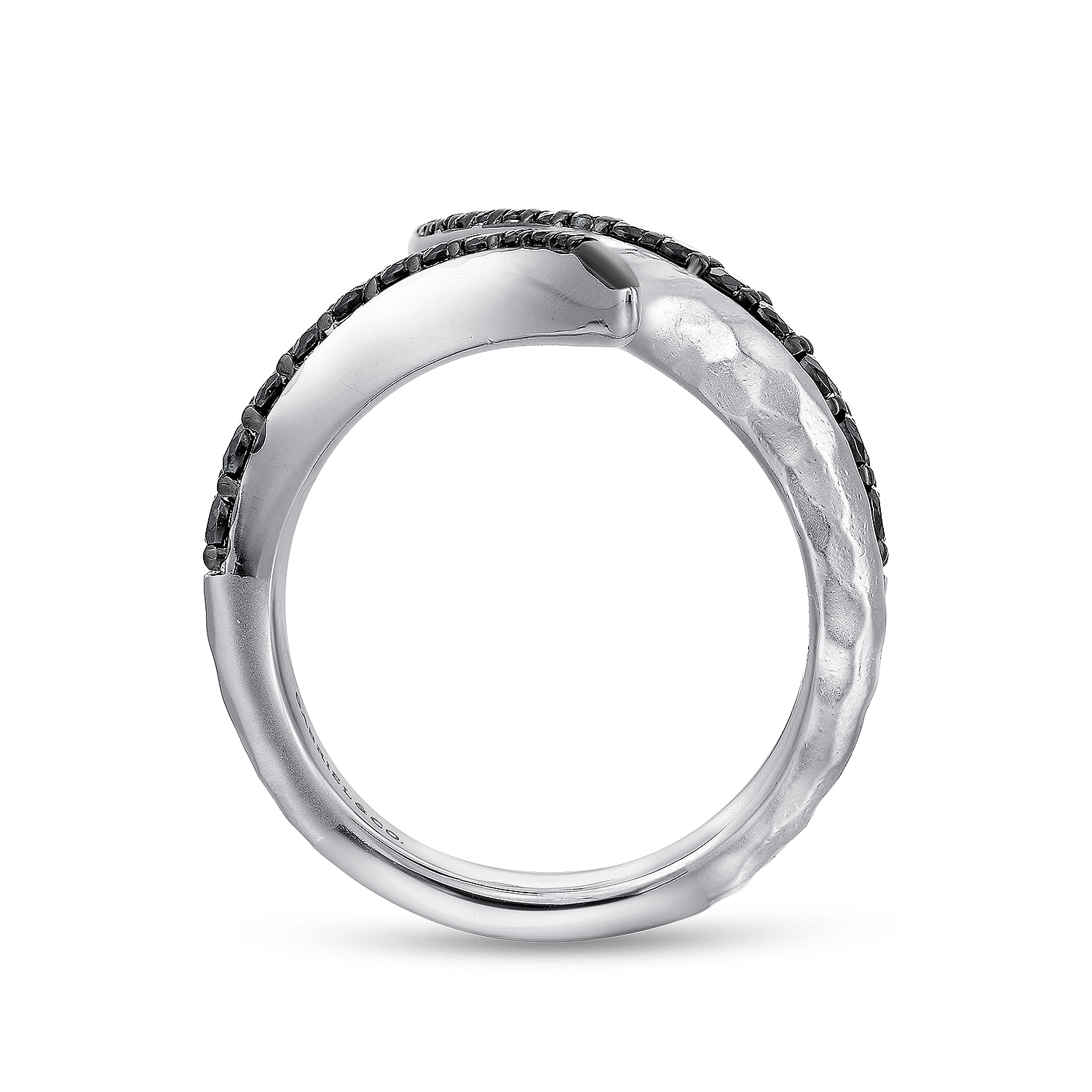 Sterling Silver Hammered Black Spinel Open Wrap Ring