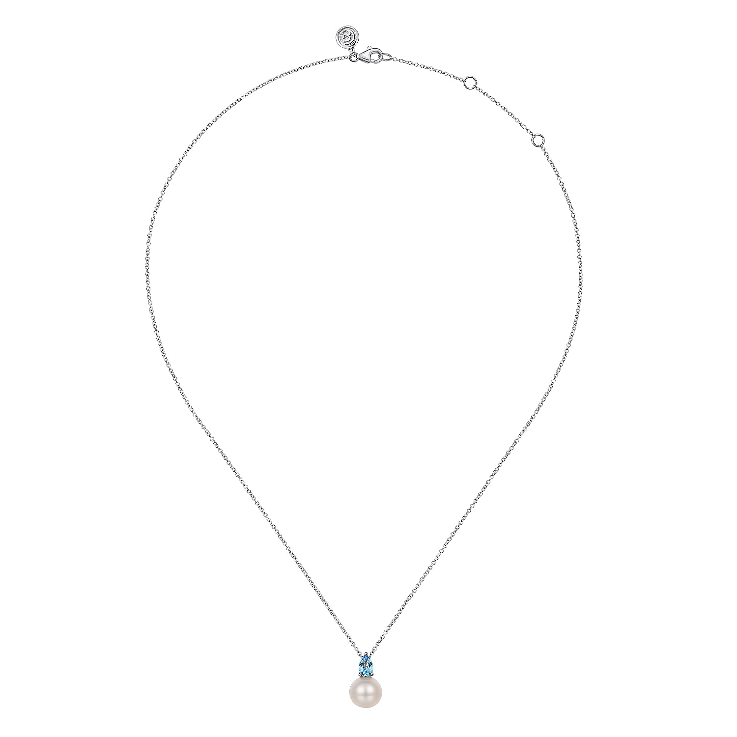 Sterling Silver Mother of Pearl and Blue Topaz Pendant Necklace