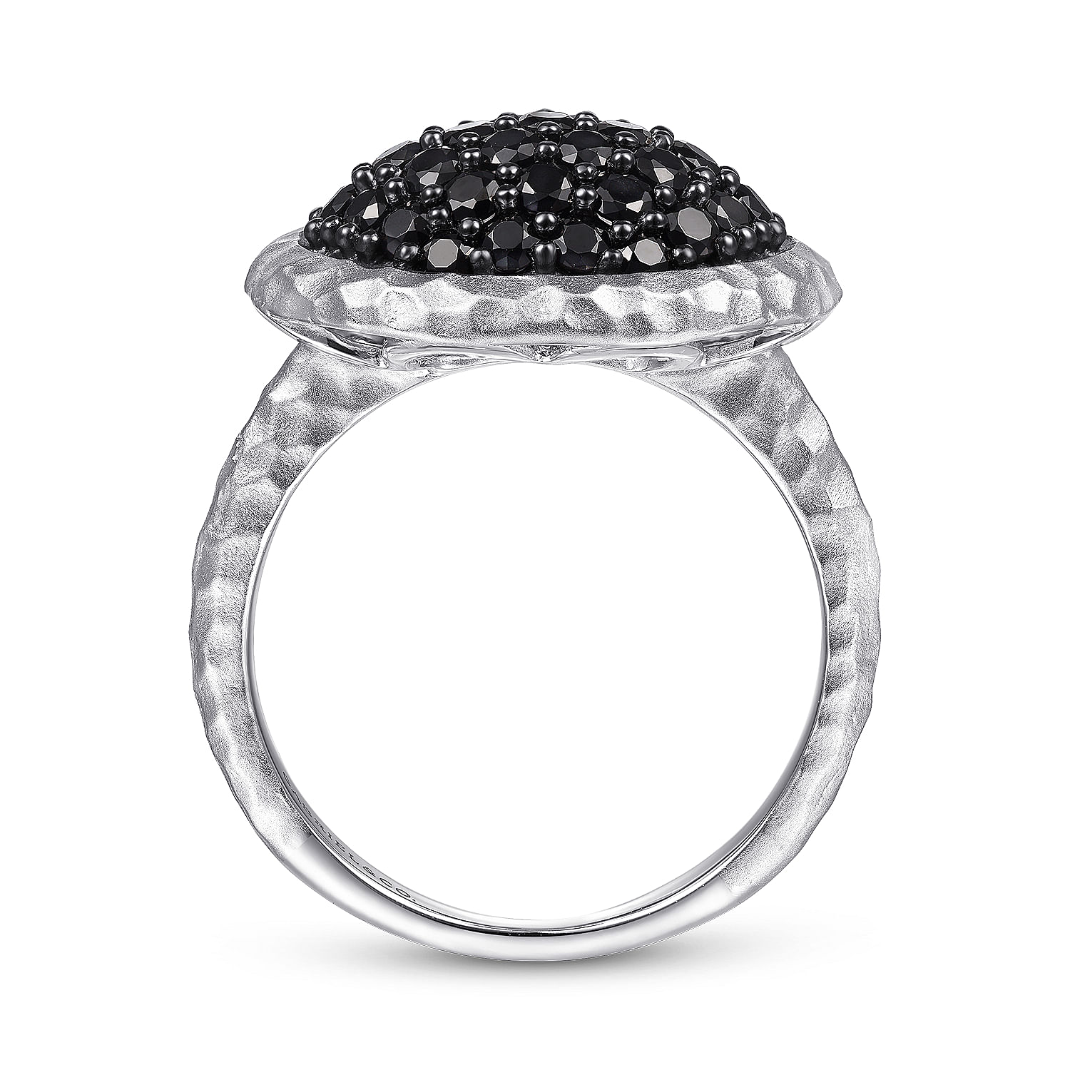 Sterling Silver Round Black Spinel Ring