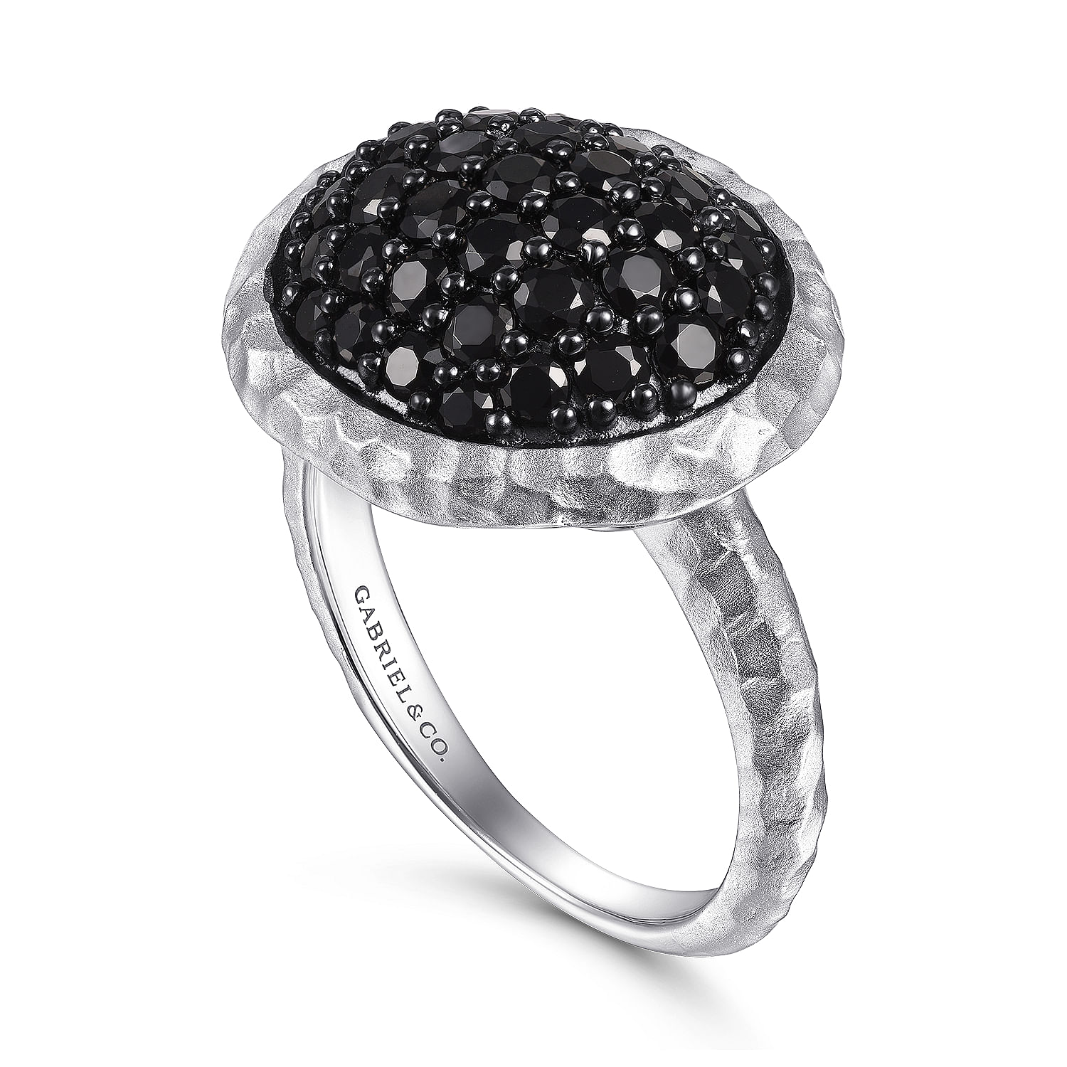 Sterling Silver Round Black Spinel Ring