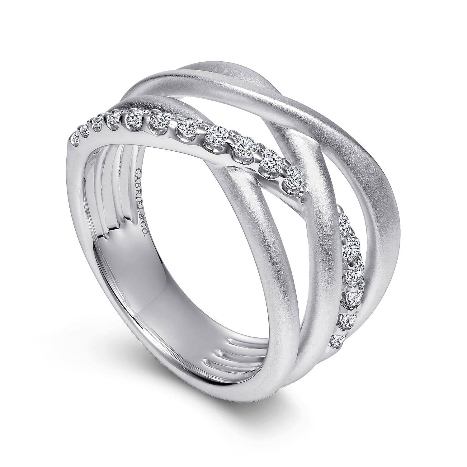 Sterling Silver Twisted White Sapphire Ring