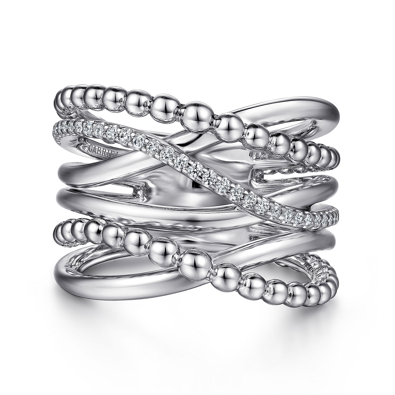 Sterling Silver White Sapphire Cris-Cross Ring