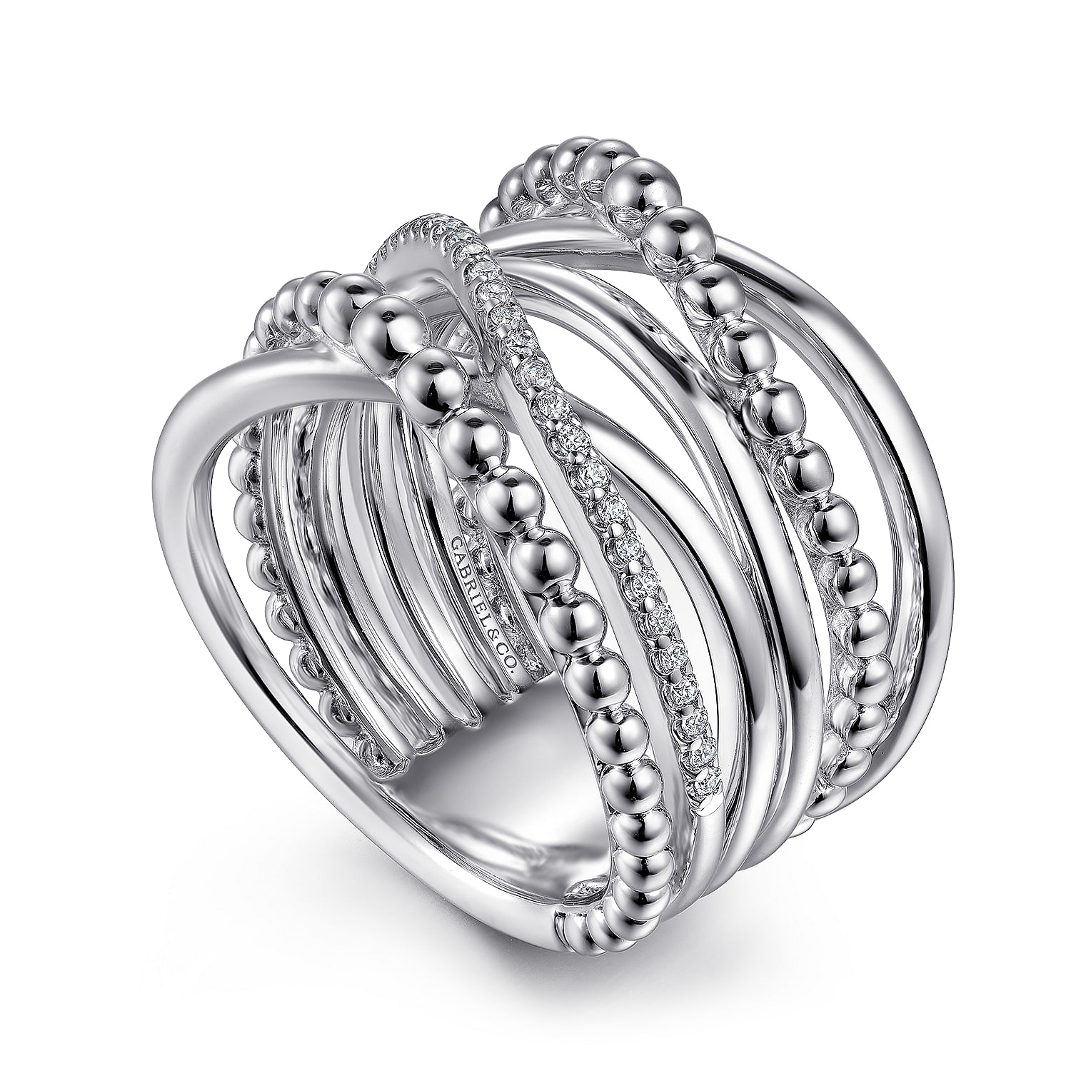 Sterling Silver White Sapphire Cris-Cross Ring
