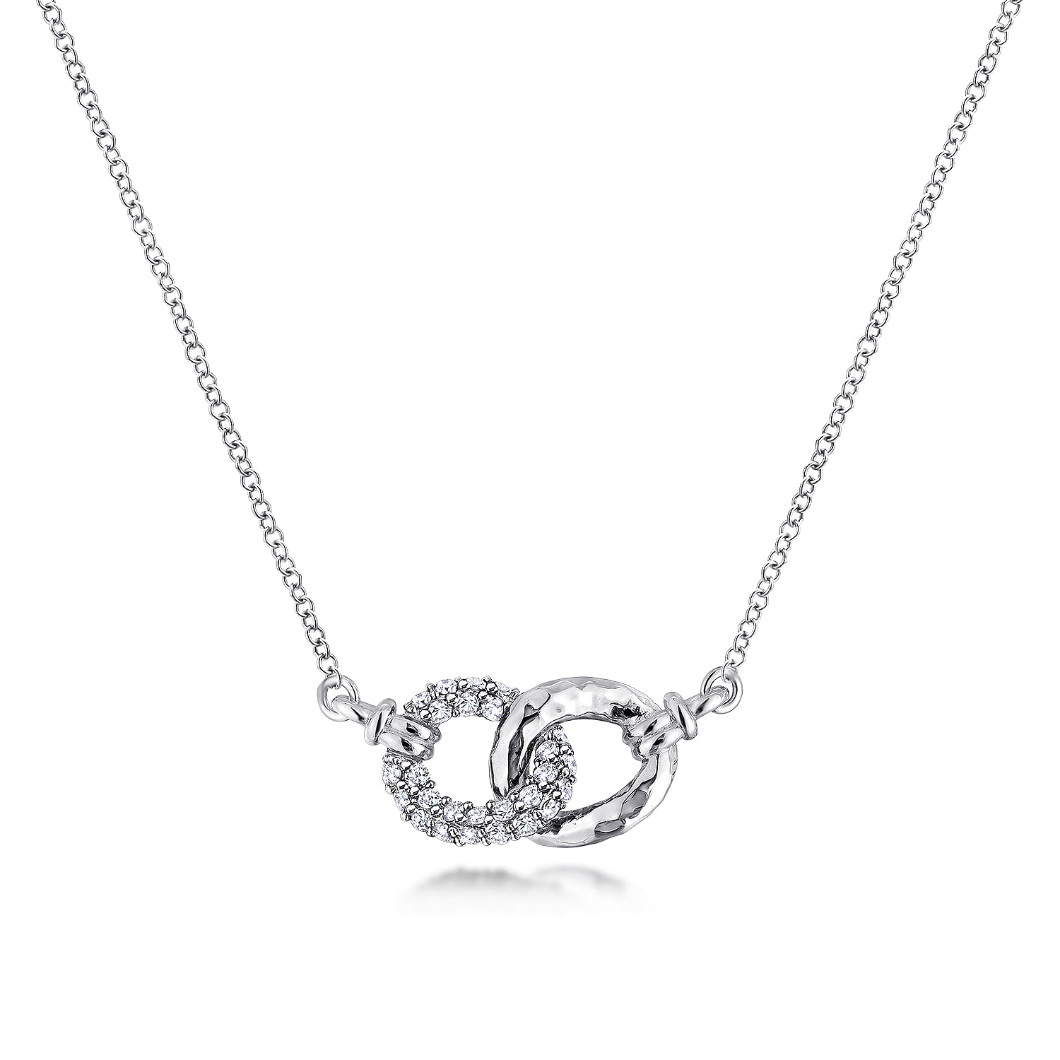 Sterling Silver and White Sapphire Interlocking Links Necklace