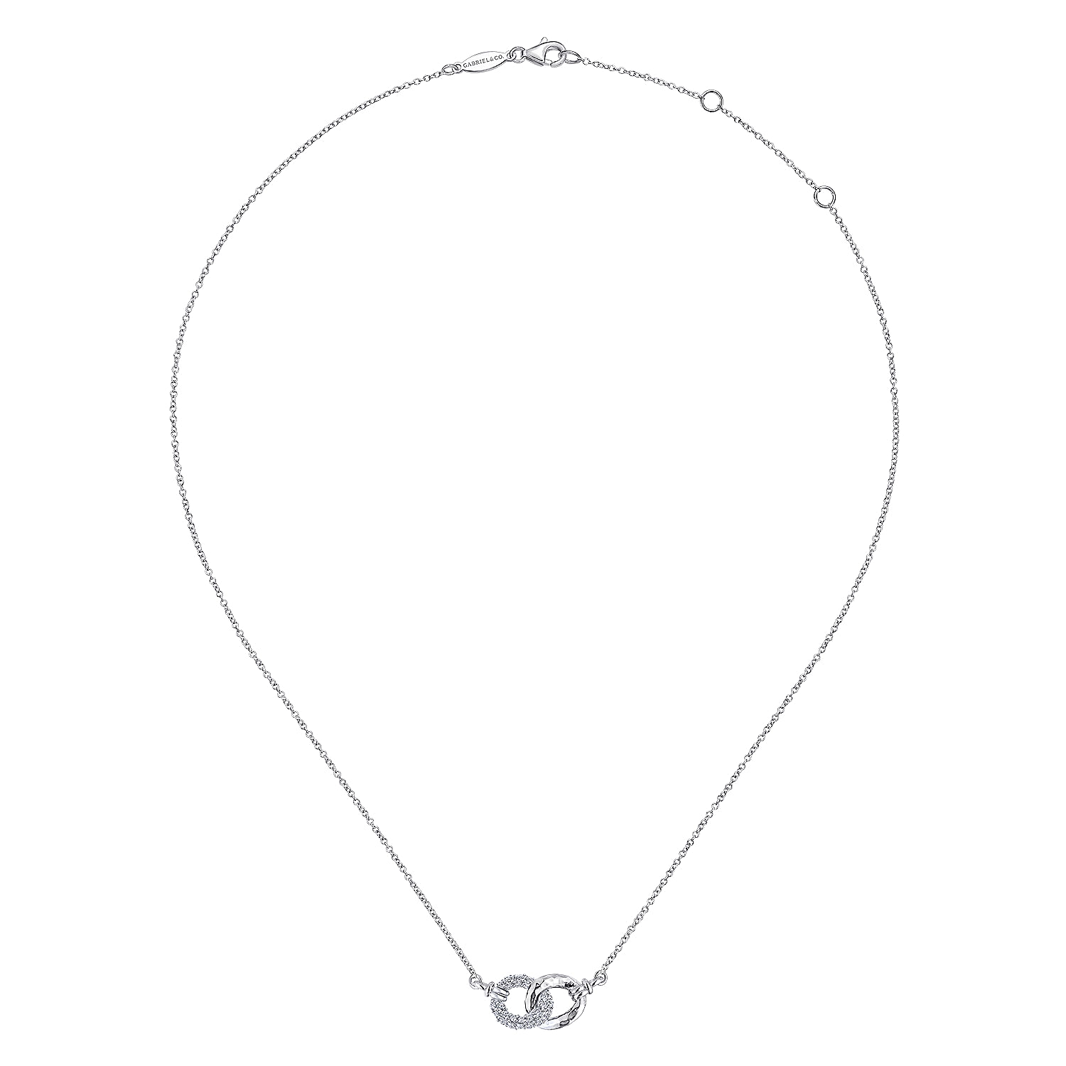 Sterling Silver and White Sapphire Interlocking Links Necklace