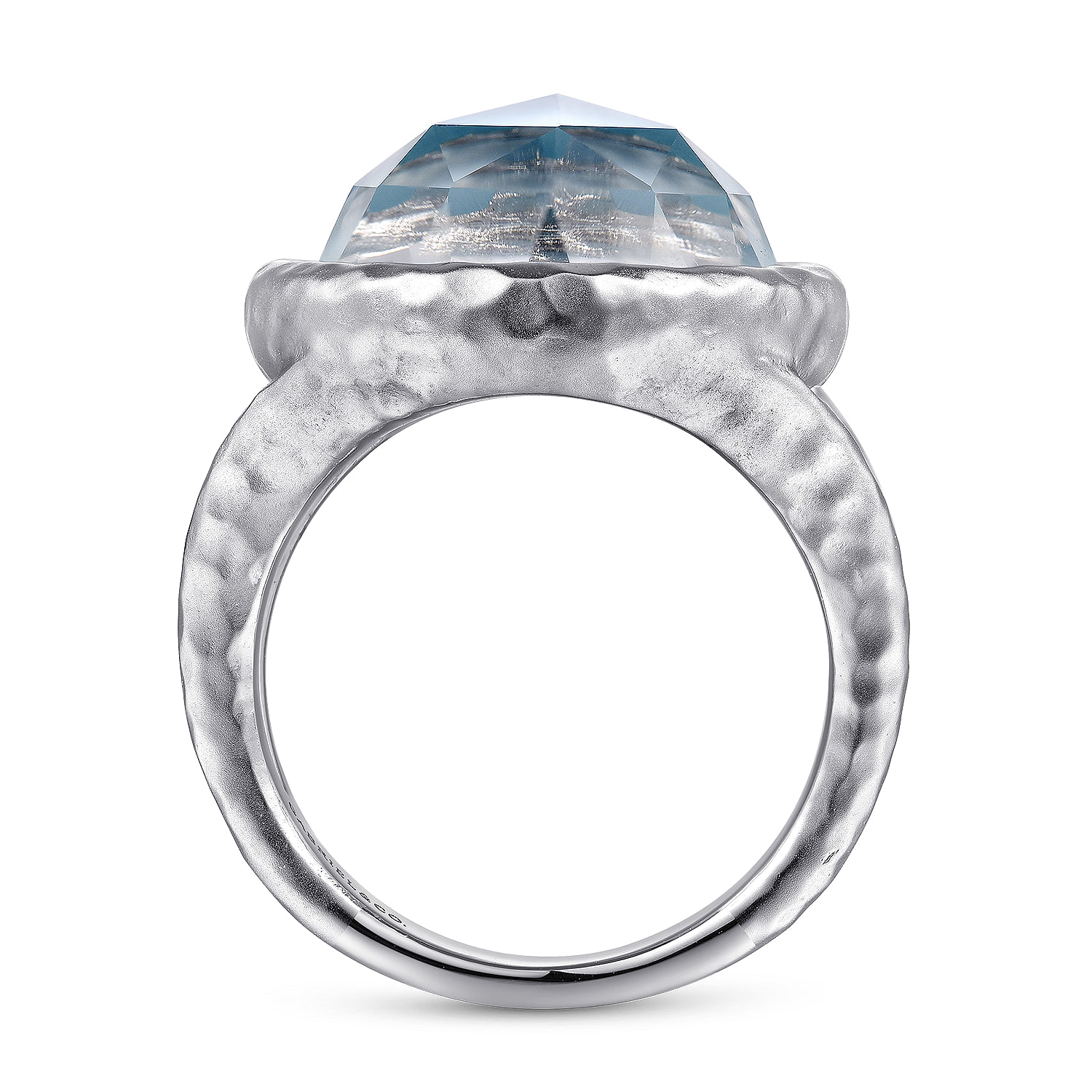 Sterling Silver with Round Rock Crystal/White Mother of Pearl and Turquoise Leverback Ring