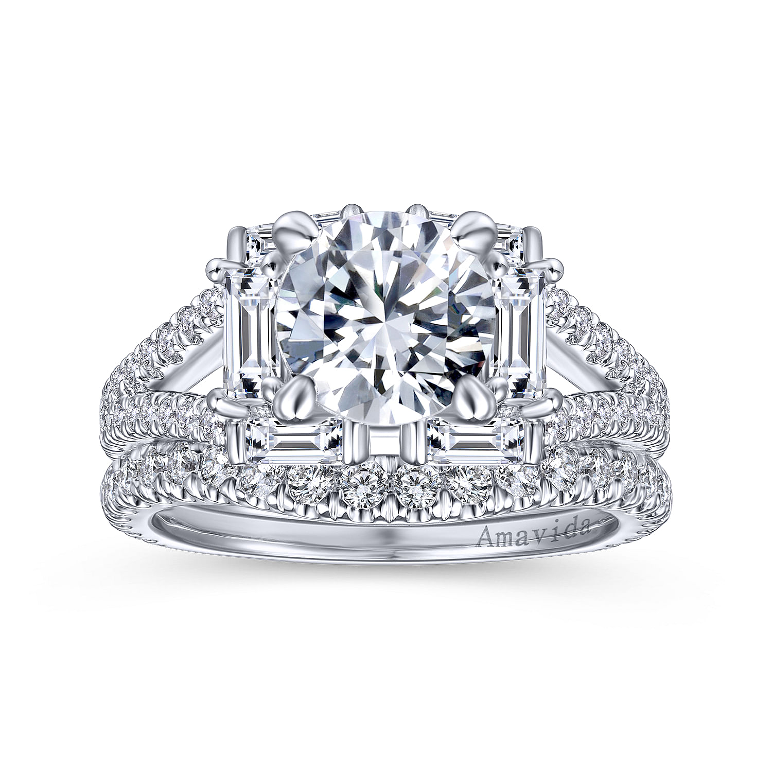 Unique 18K White Gold Art Deco Halo Diamond Engagement Ring